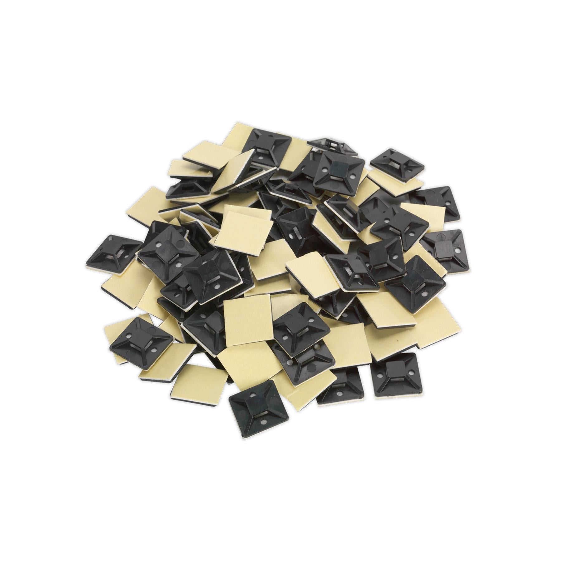 Sealey Self-Adhesive Cable Tie Mount 30 x 30mm Black Pack of 100