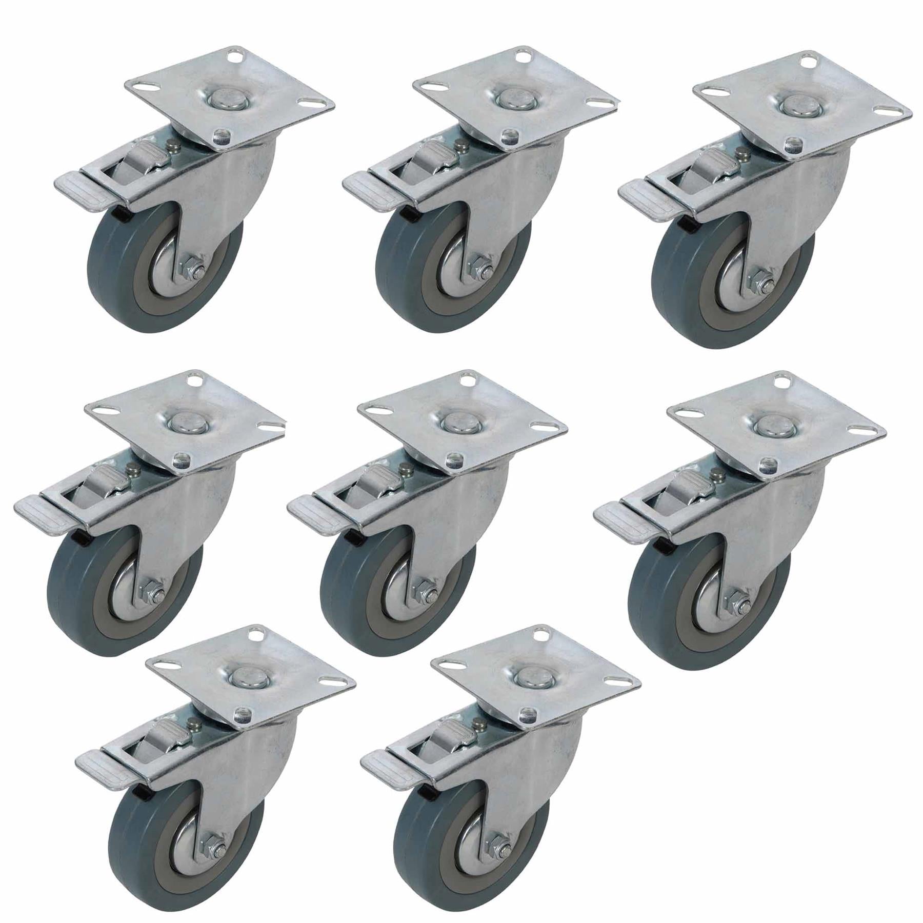 8 x Heavy Duty 50mm Rubber Swivel Castor Wheels Trolley Furniture Caster