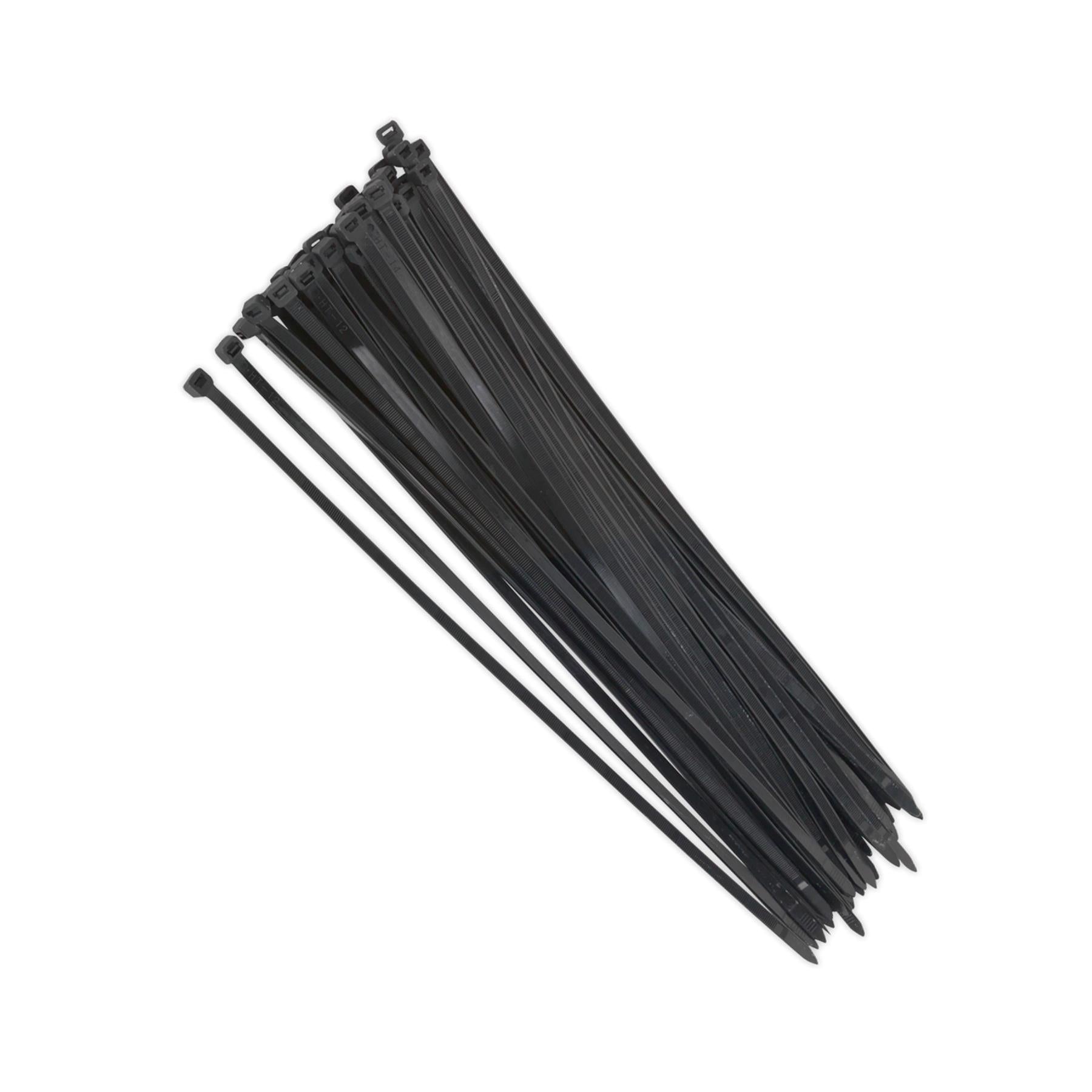 Sealey Cable Ties Nylon Zip Tie Wraps Strong Long 450 x 7.6mm Black Pack of 50