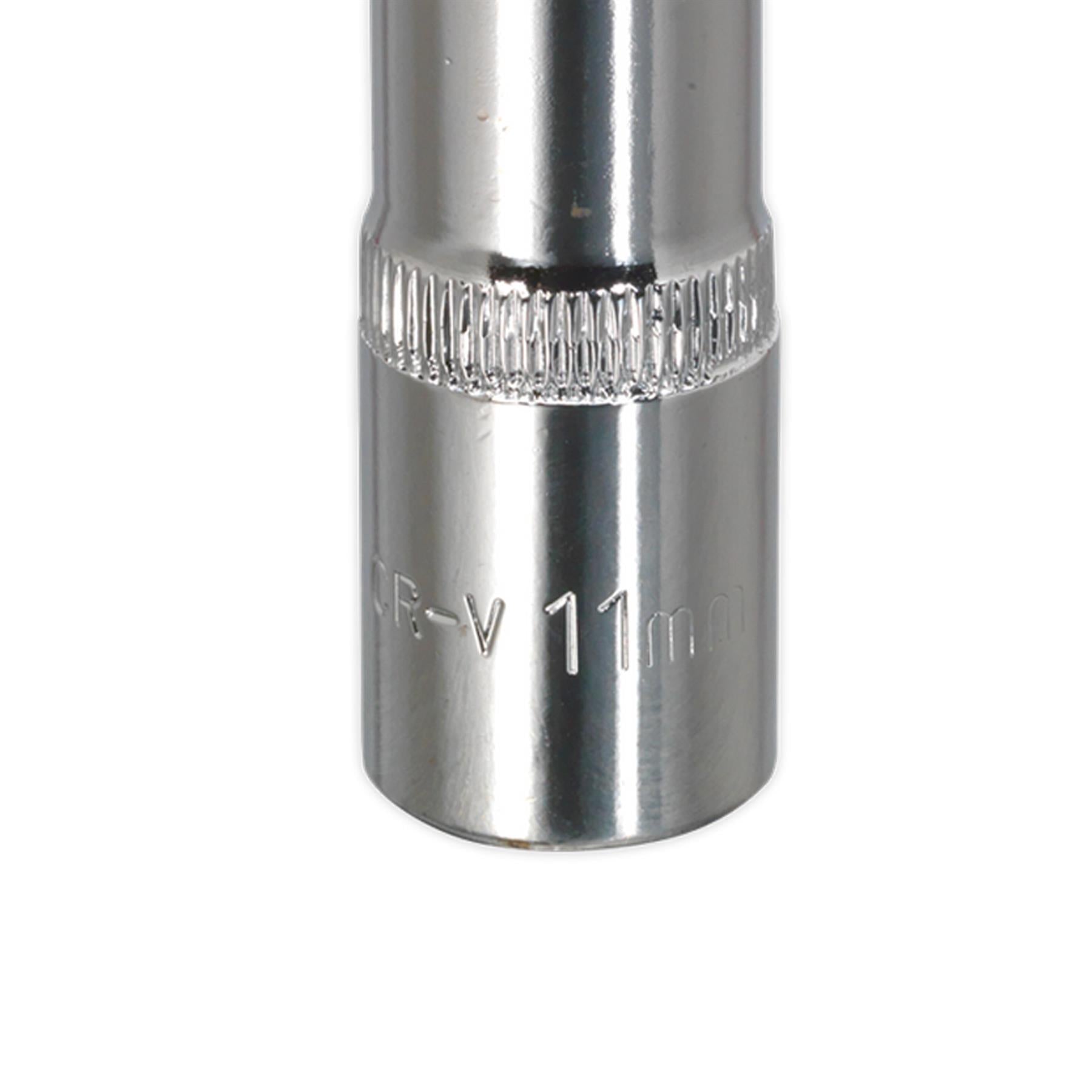Sealey WallDrive Socket 11mm Deep 3/8"Sq Drive Fully Polished