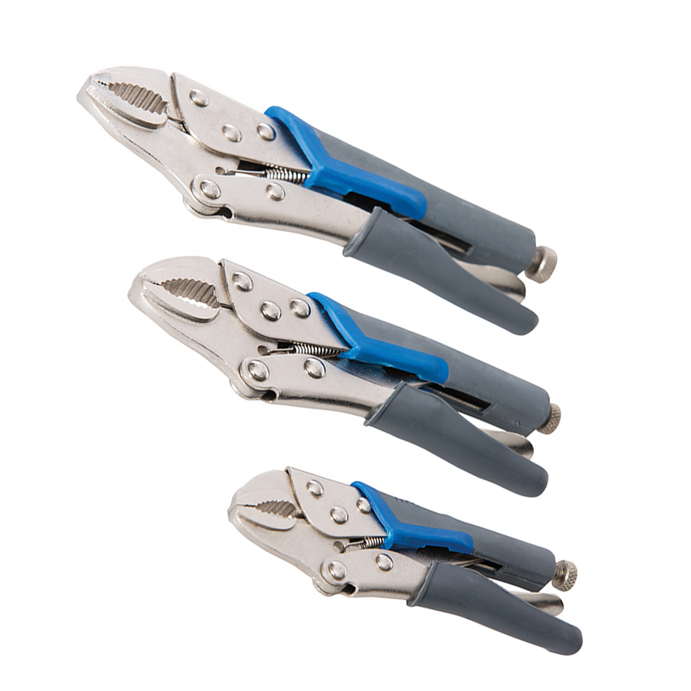 3Pce Self Locking Soft-Grip Plier Set - Hand Tool DIY Adjustable Jaw Opening