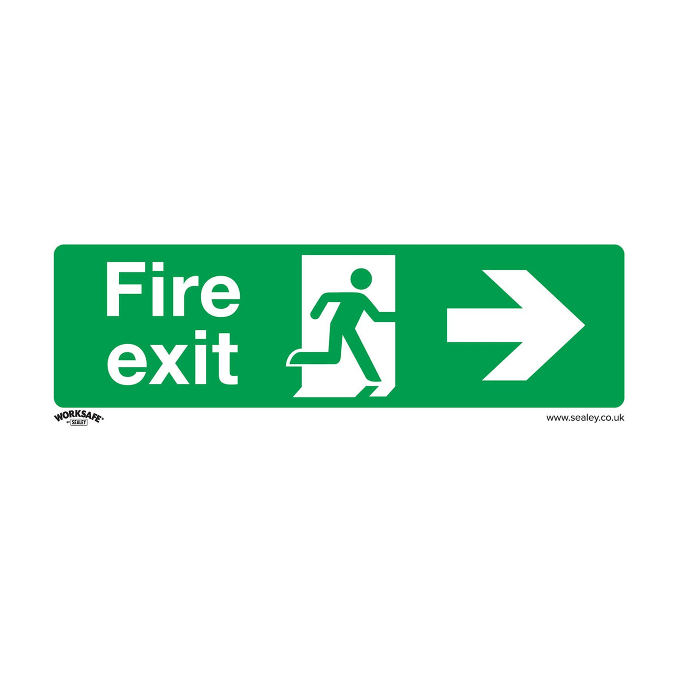 Sealey Safety Sign - Fire Exit (Right) - Rigid Plastic - Pack of 10