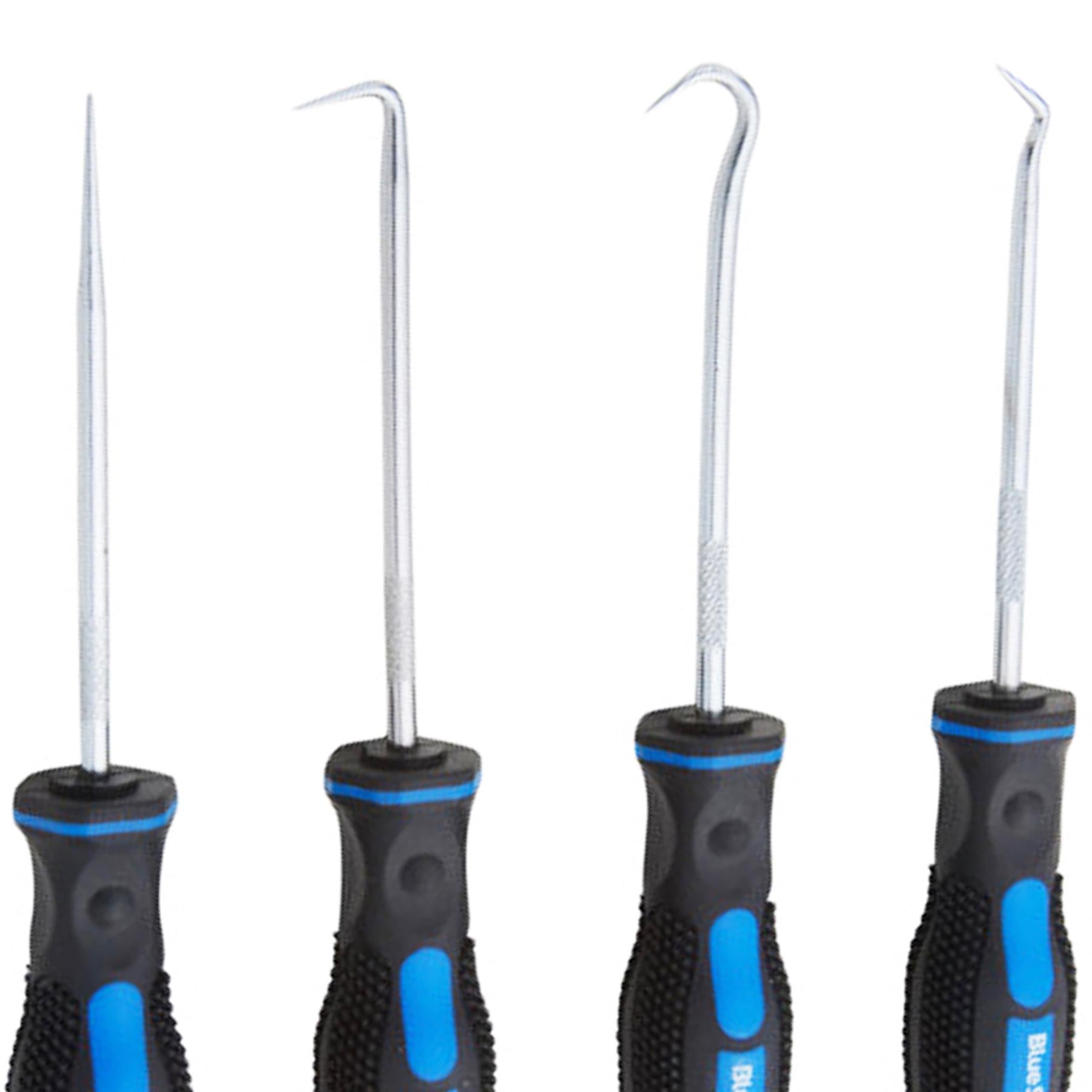 BlueSpot 4pc Pick And Hook Probe Set O Ring Seal Remover With Soft Anti Slip