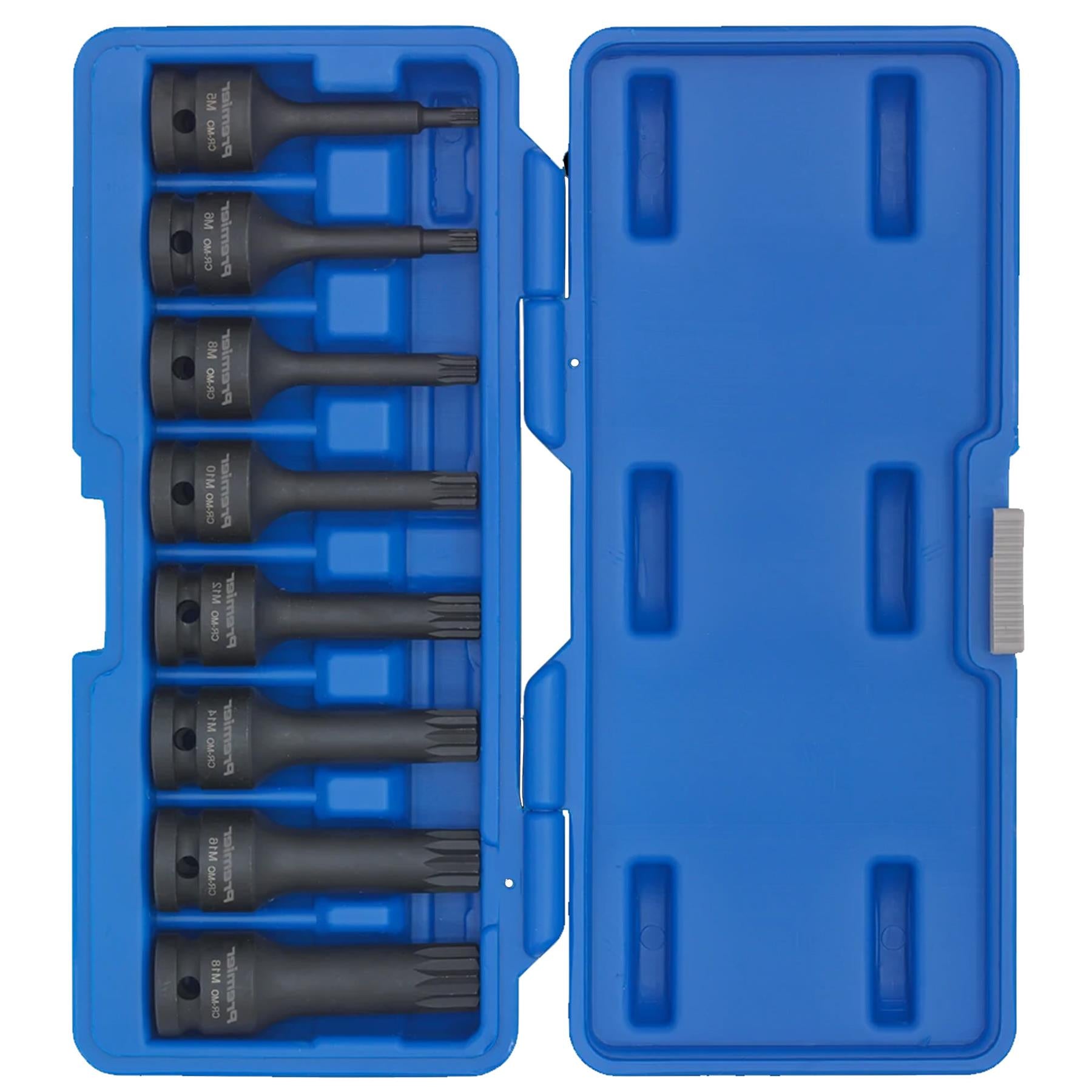 Sealey Impact Spline Socket Bit Set 8pc 1/2"Sq Drive
