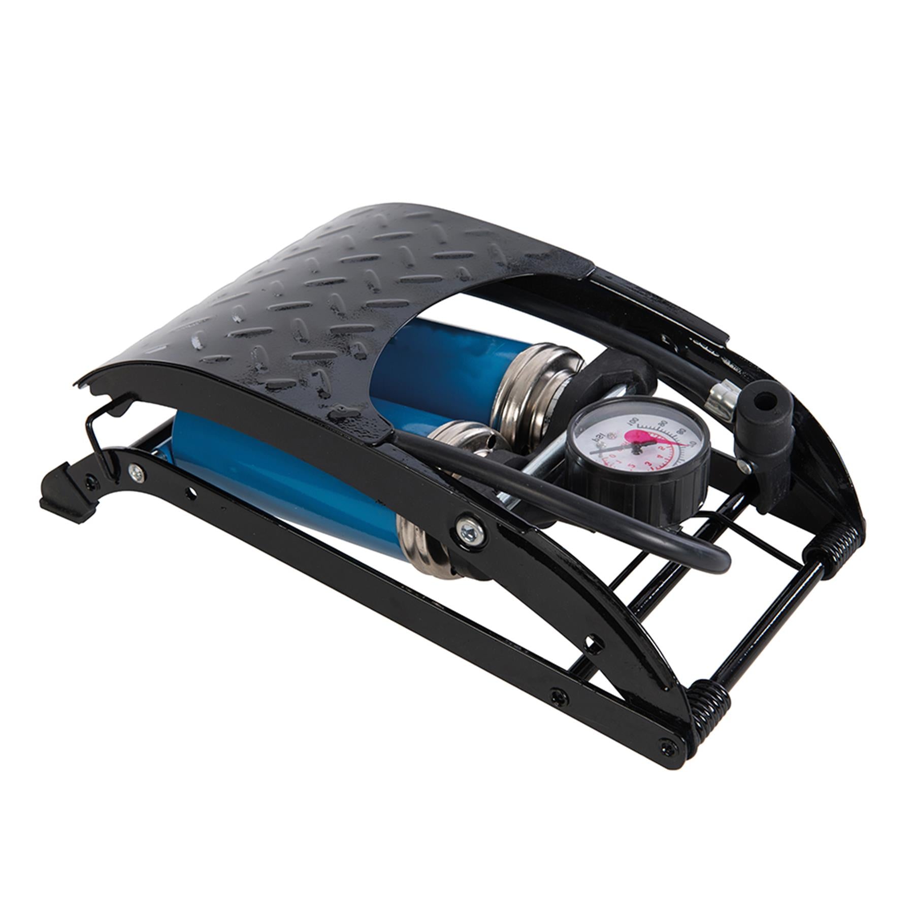 Foot Pump Heavy Duty Double Barrel 470cc High Air Output Metal Valve 550mm Hose