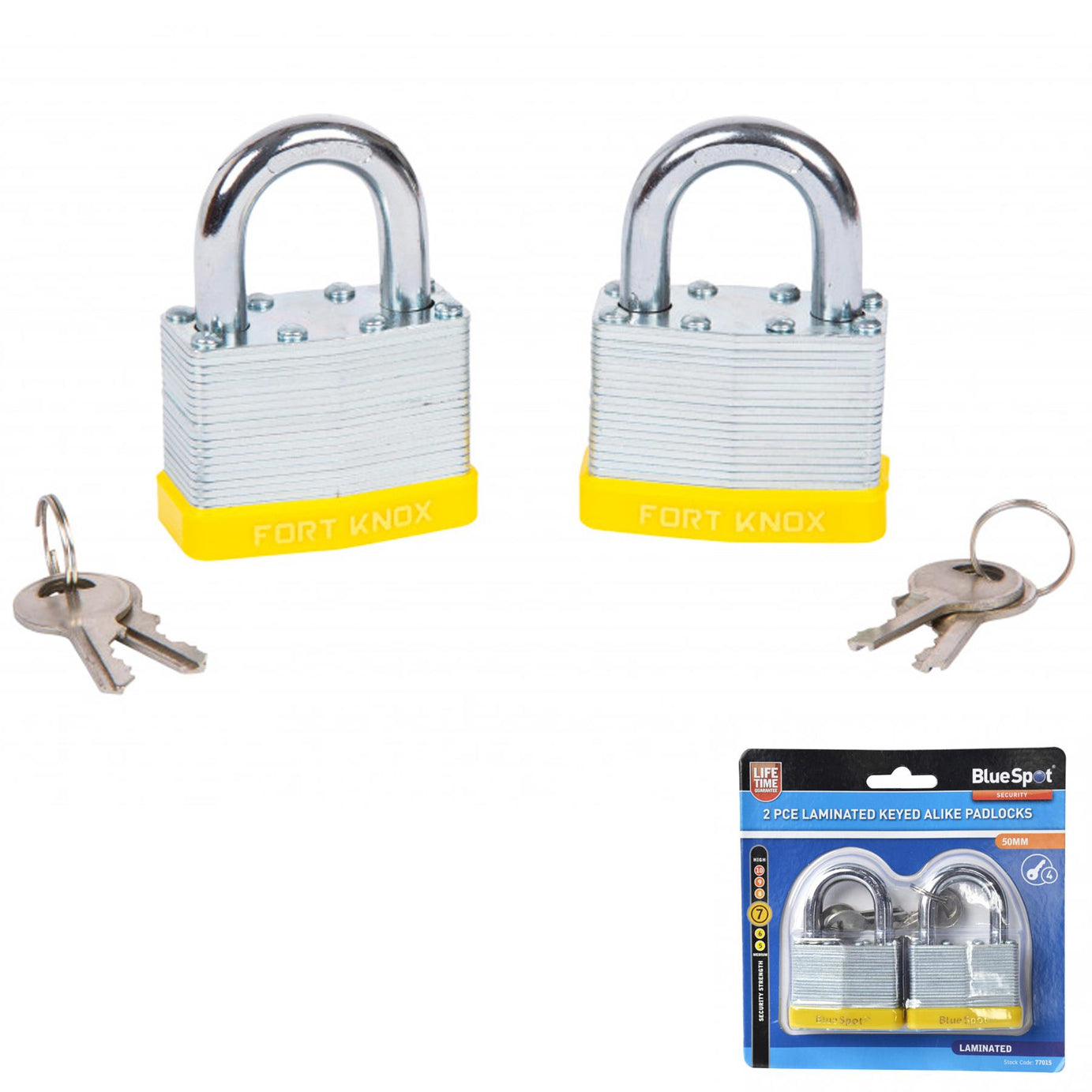 Bluespot 2 Pce 50mm Laminated Keyed Alike Padlocks Same Key