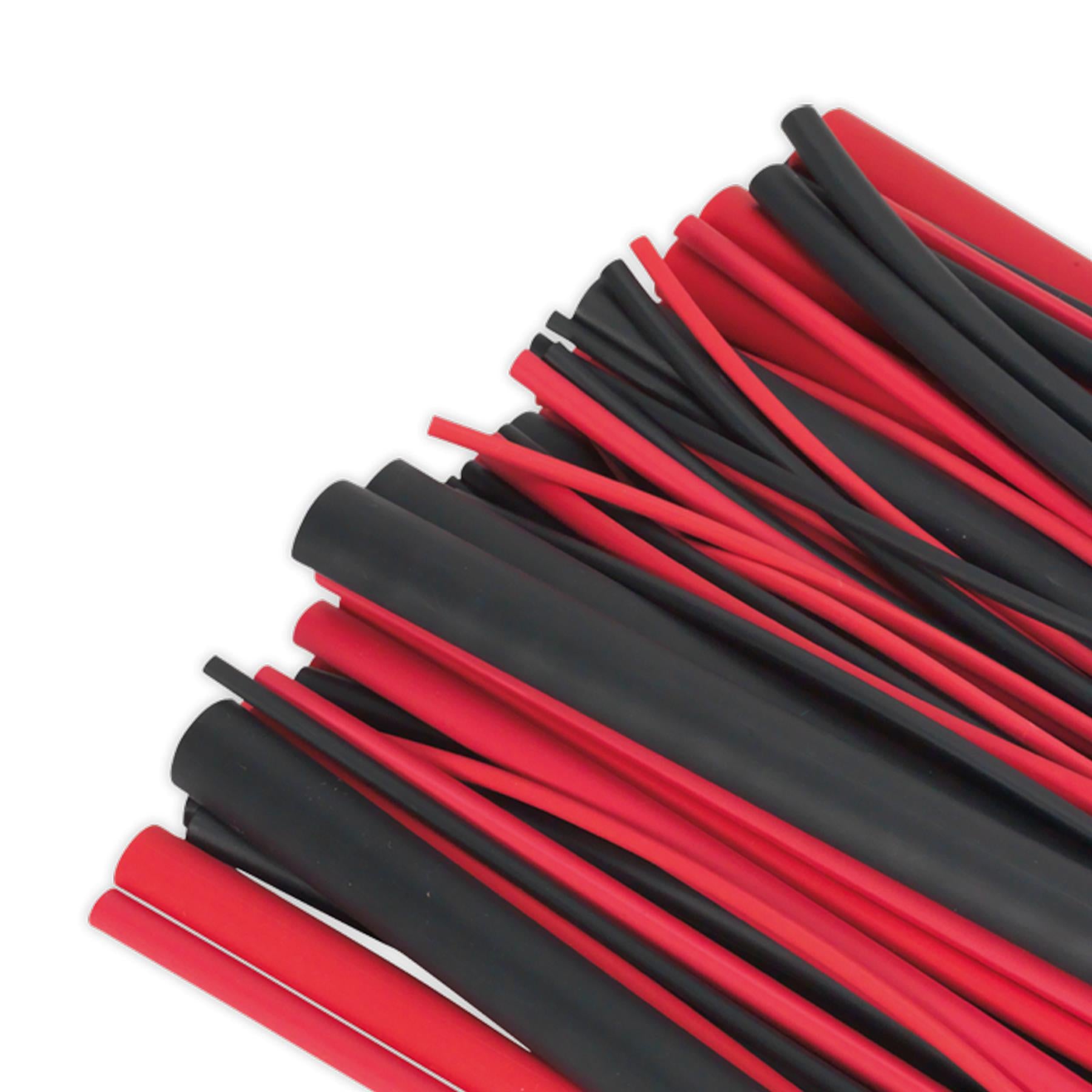 Sealey Heat Shrink Tubing Asstmt 72pc Black & Red Adh Lined 200mm