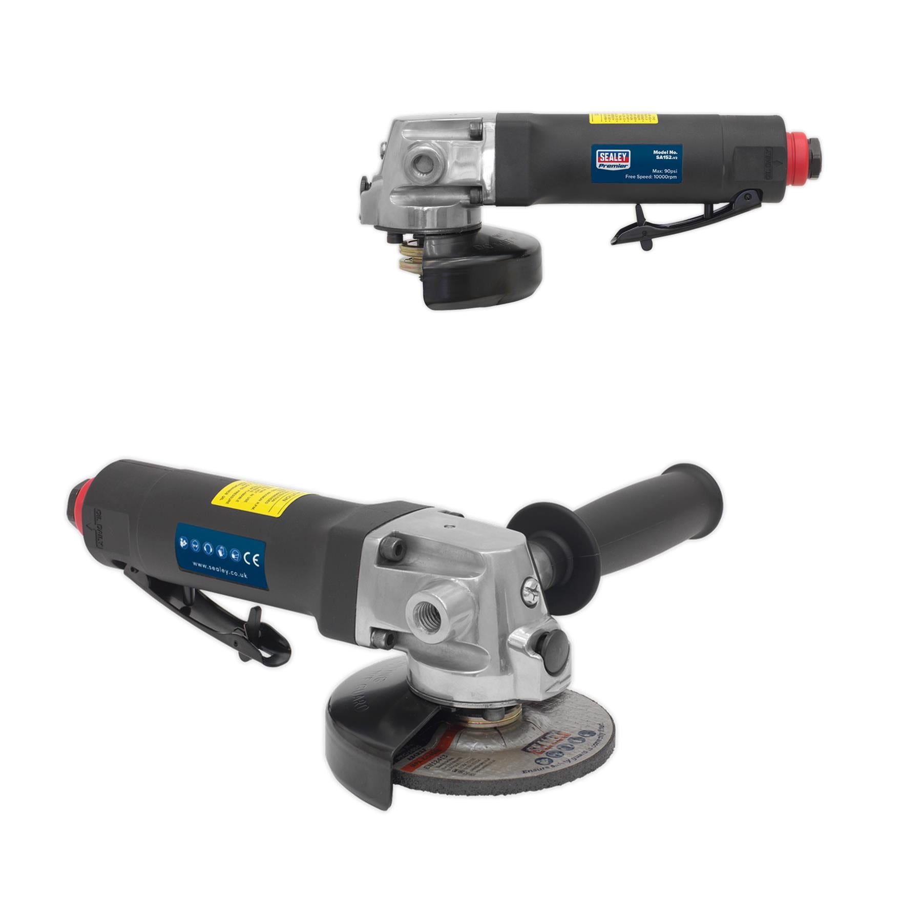 Sealey Air Angle Grinder 100mm Composite Housing Lightweight & Easy Handle