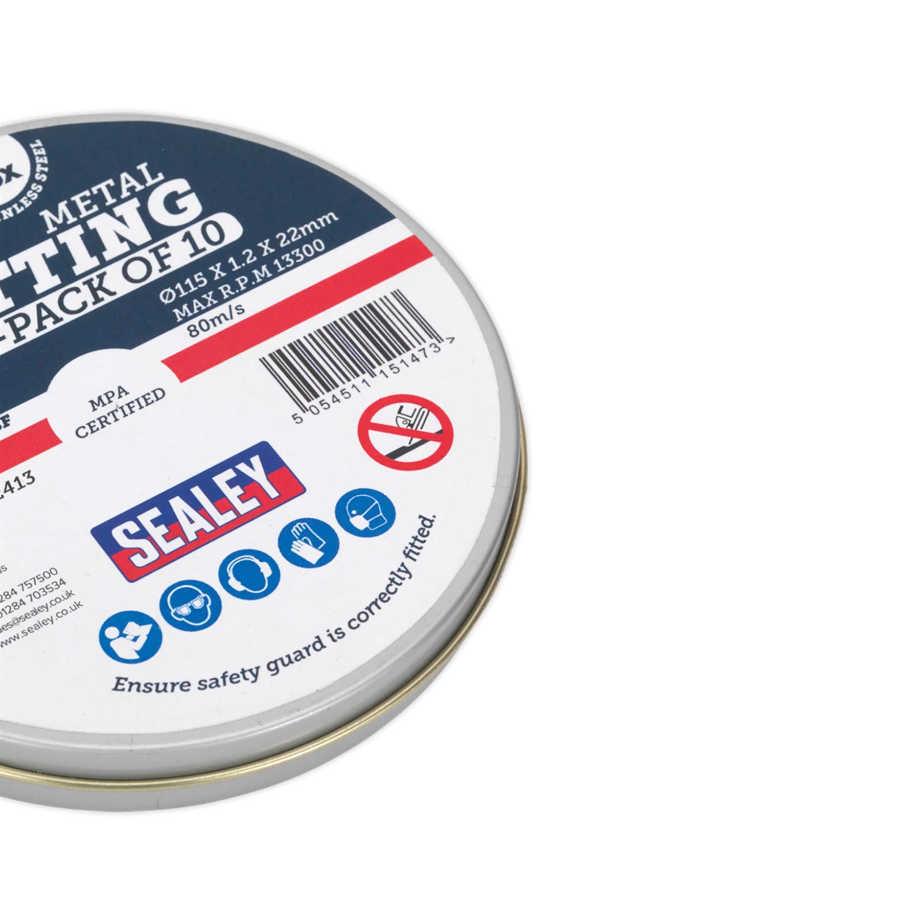 Cutting Disc 115 x 1.2mm 22mm Bore Pack of 10. Sealey