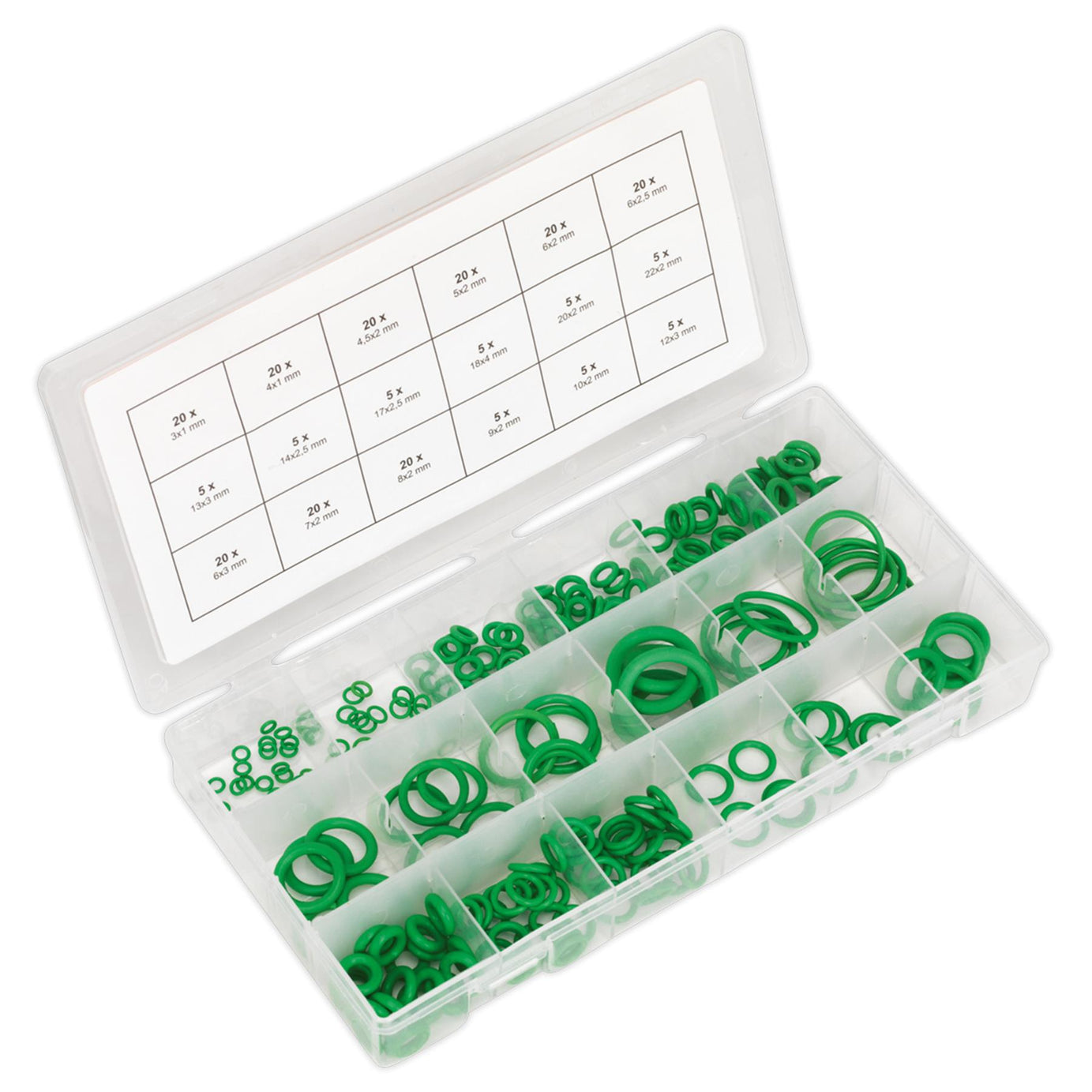 Sealey Air Conditioning  225pc Assorted O-Ring Washer Kit Rubber Seals Metric