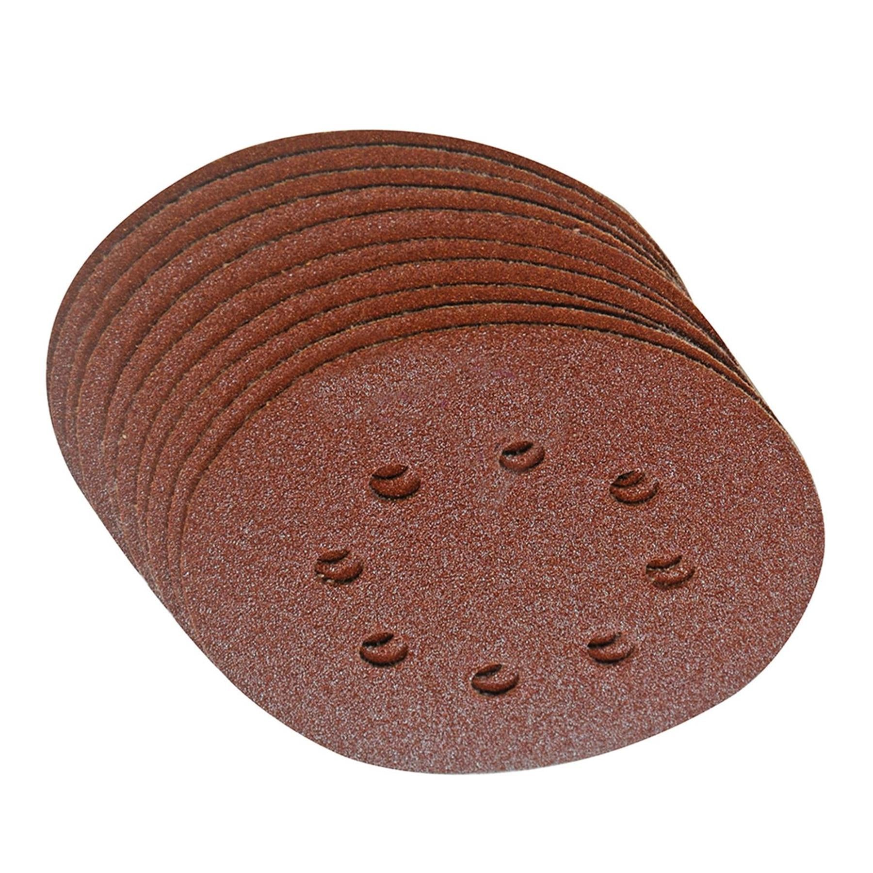 Punched Sanding Discs 125mm 10Pk Grit 60 Hook & Loop Aluminium Oxide DIY