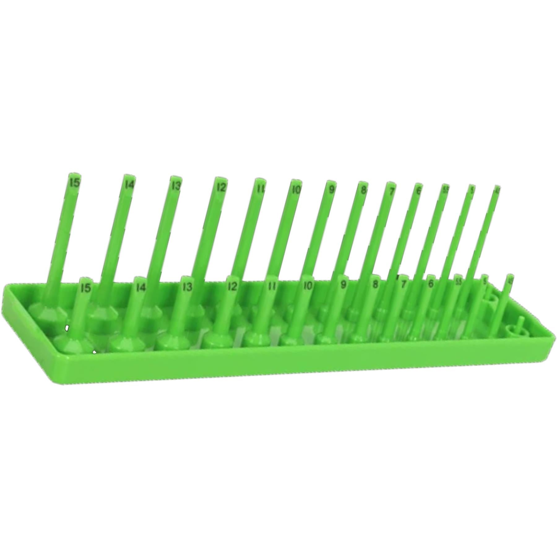 Sealey Socket Holder 1/4"Sq Drive 4-15mm Hi-Vis Green