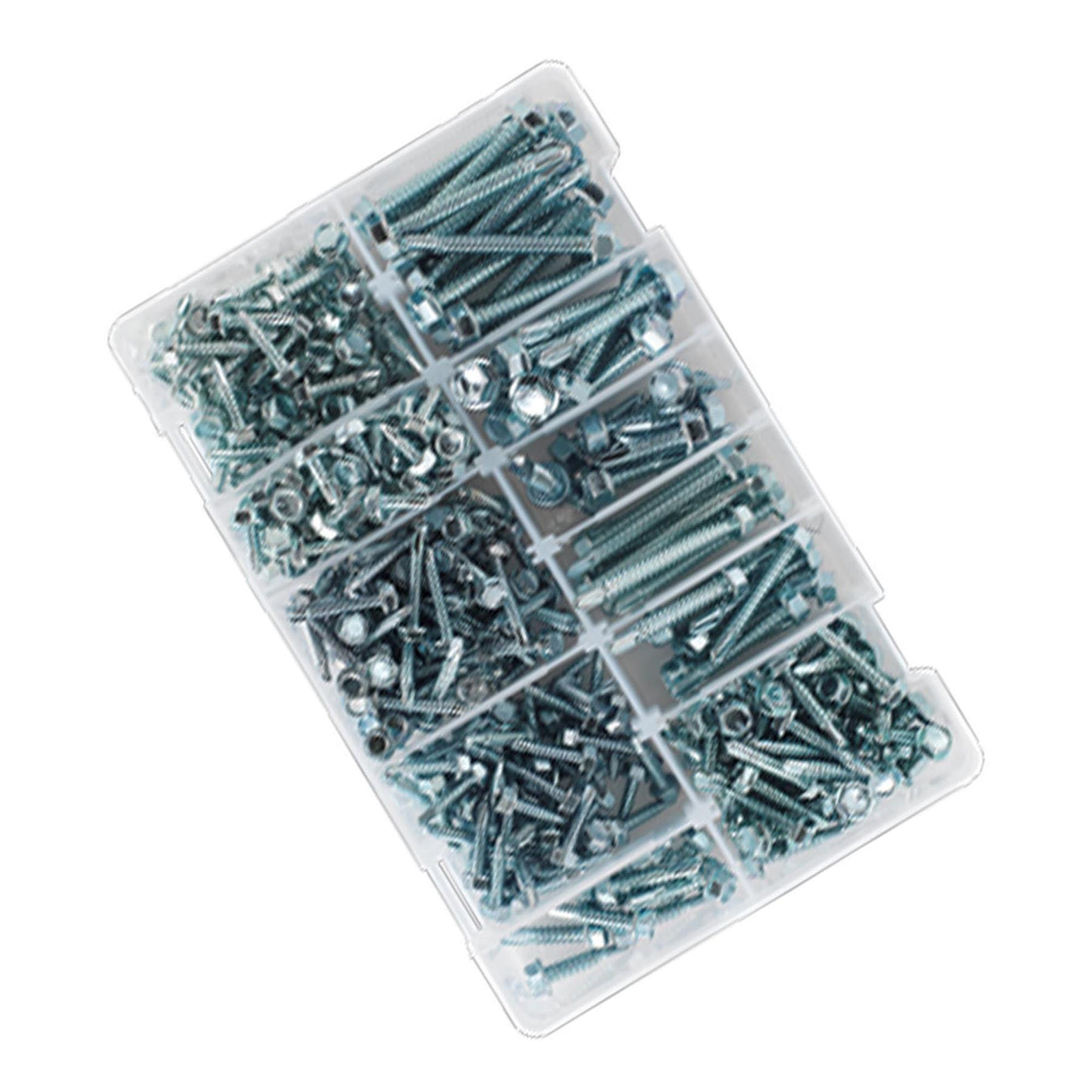 Sealey Self Drilling Screw Assortment 410pc Hex Head ZincSealey 410pcs Zinc Plated Steel Self Drilling Screw Assortment Set Hex Head