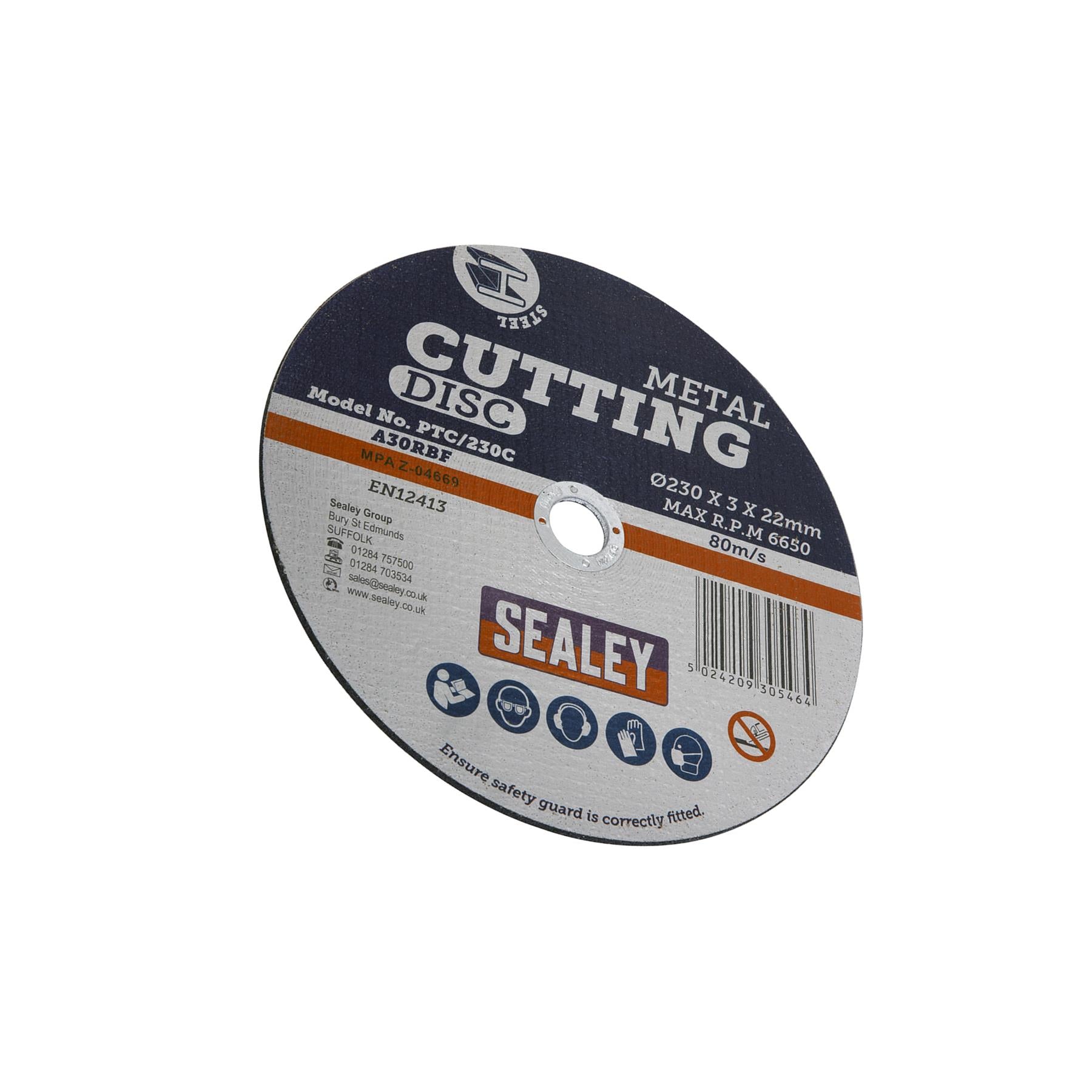 Cutting Disc 230 x 3mm 22mm. Bore Multi Purpose Cutting Discs PTC. Sealey