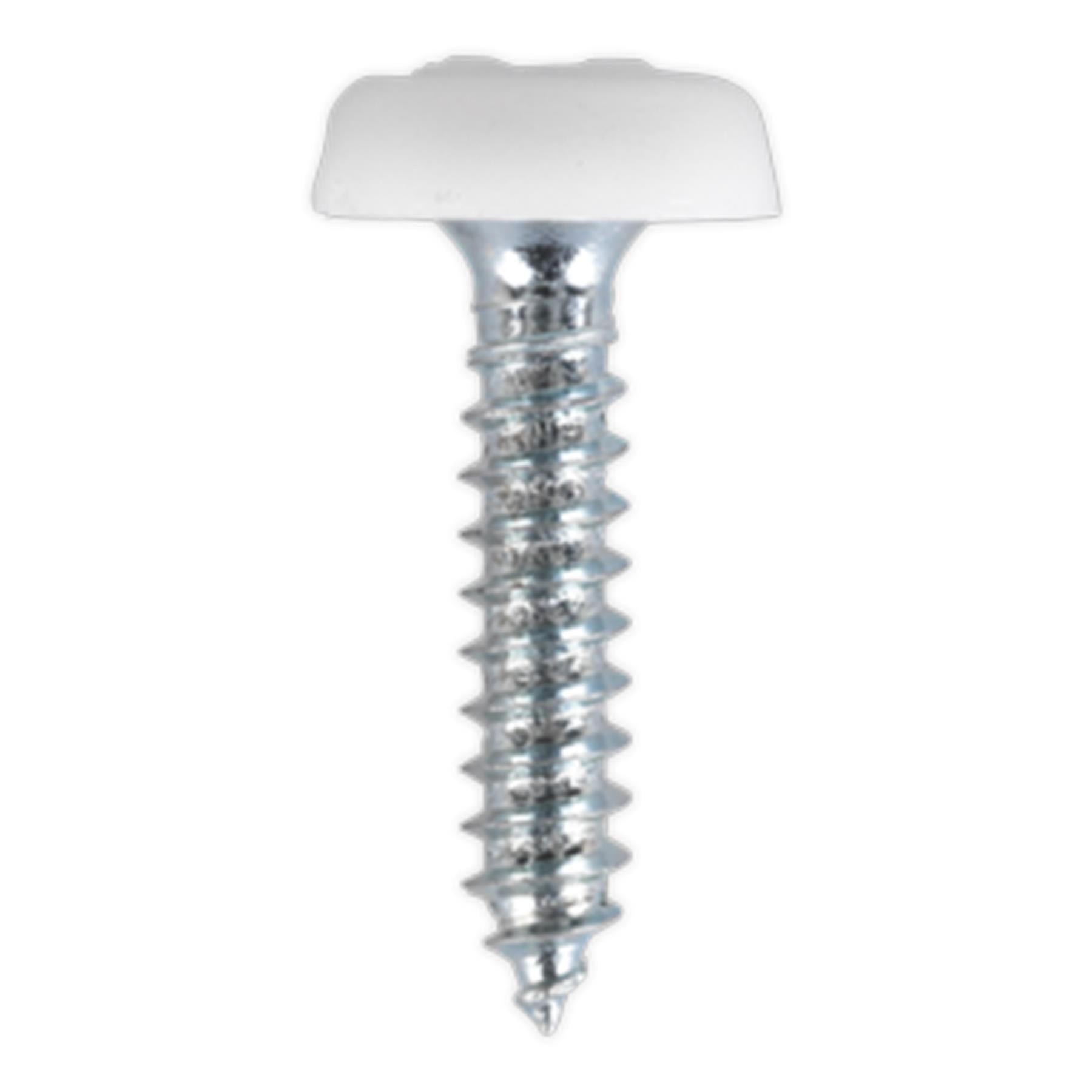 Sealey Numberplate Screw Plastic Head 4.8 x 24mm White Pack of 50