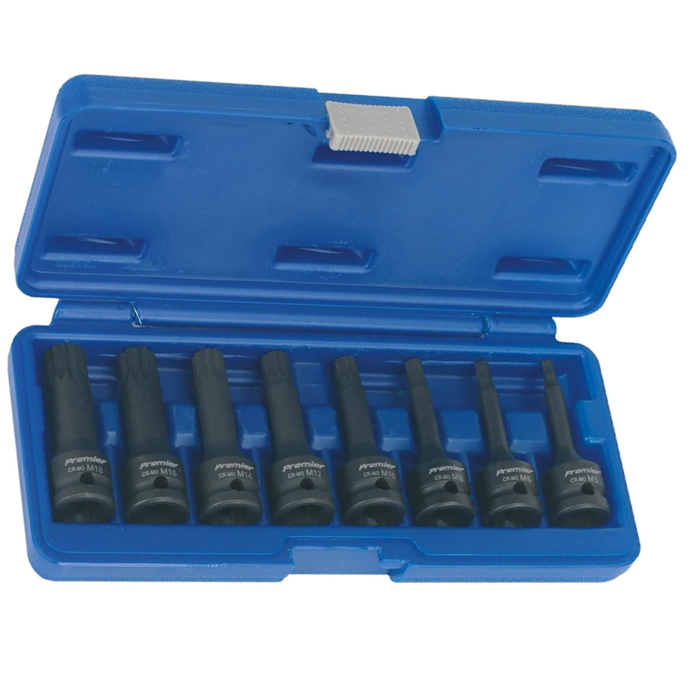 Sealey Impact Spline Socket Bit Set 8pc 1/2"Sq Drive