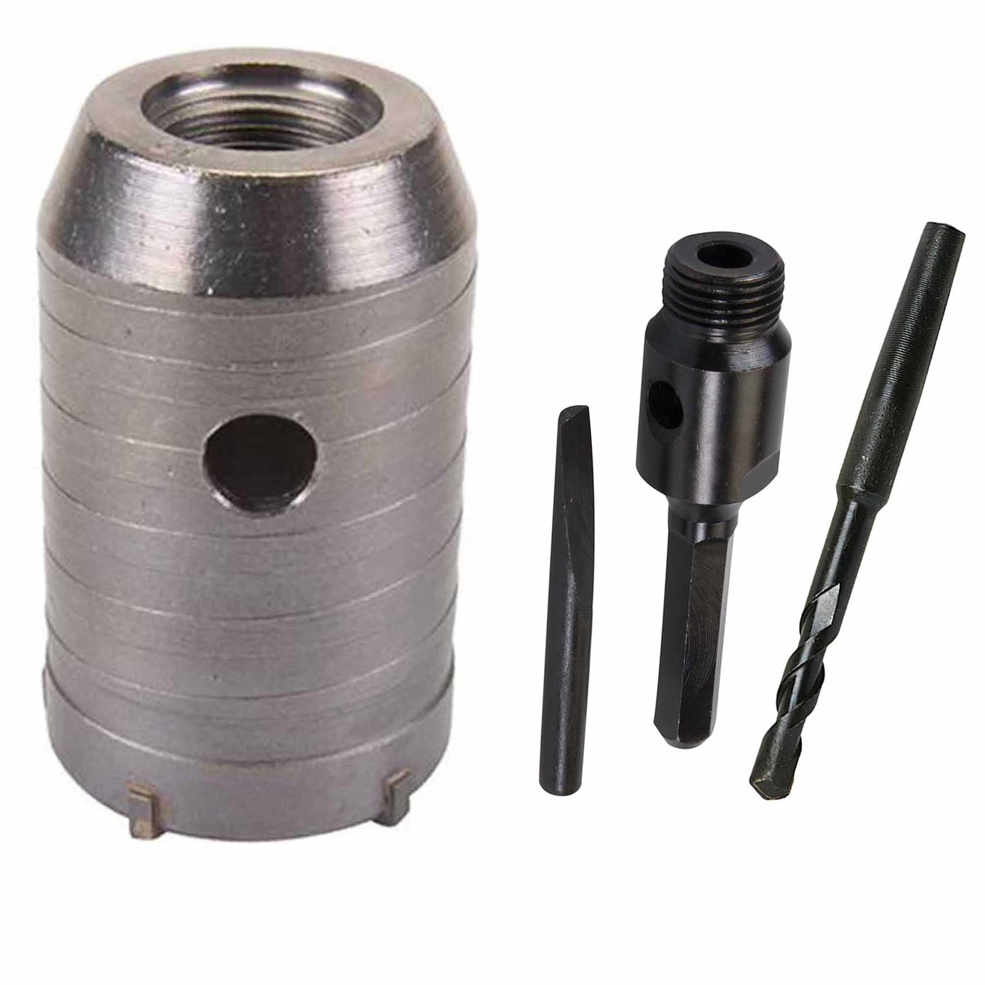 TCT Core Drill Bit 45mm Hole Saw Masonry Stone Brick Hex 100mm Extensions Pilot