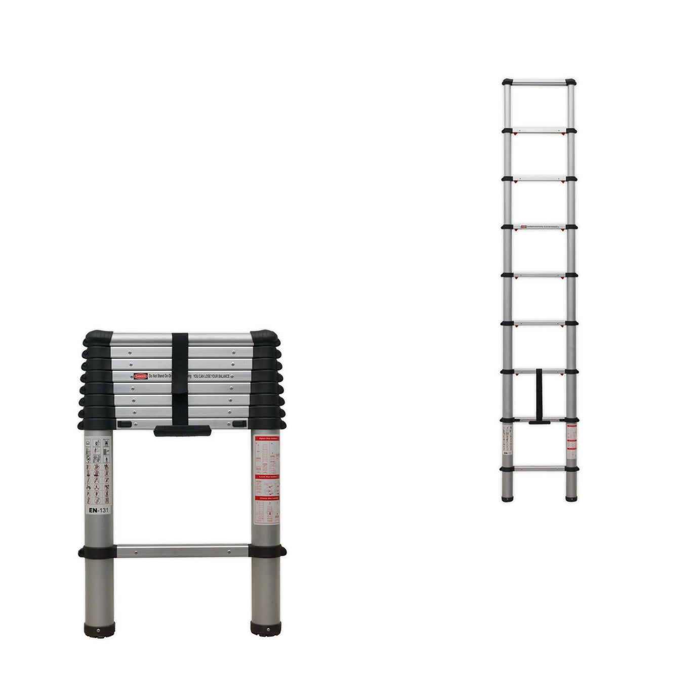 Sealey Aluminium Telescopic Ladder 9-Tread EN 131 Lightweight Use At Multiple Heights