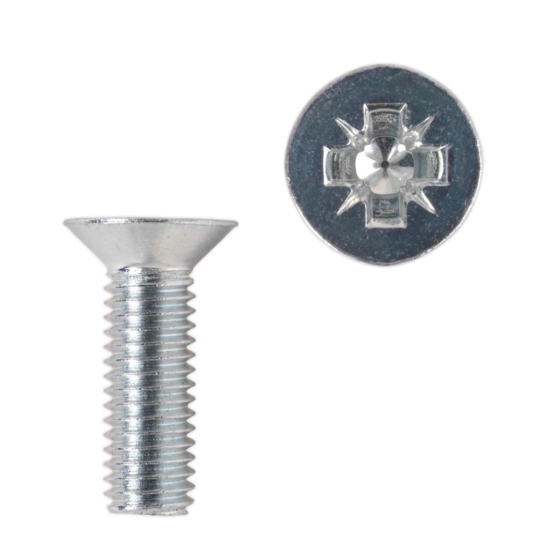 Sealey Machine Screw M8 x 25mm Countersunk Pozi Zinc Pack of 50