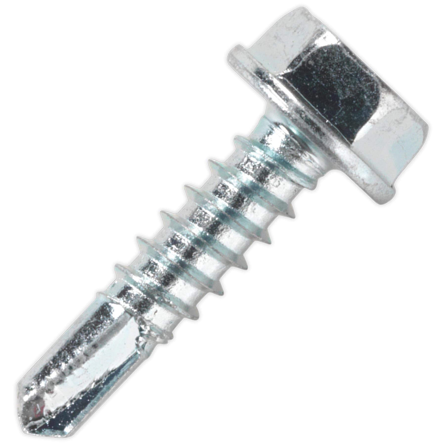 Sealey Self Drilling Screw 4.8 x 19mm Hex Head Zinc Pack of 100