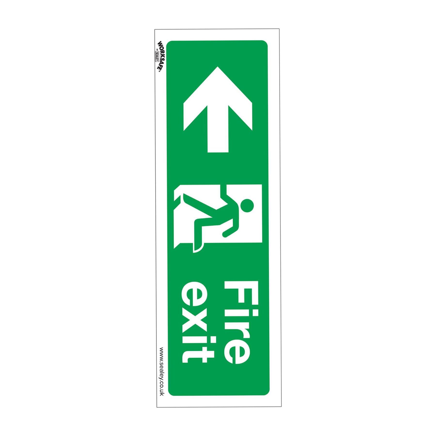 Sealey Safety Sign - Fire Exit (Left) - Slf-Adhes. Vinyl - Pk of 10