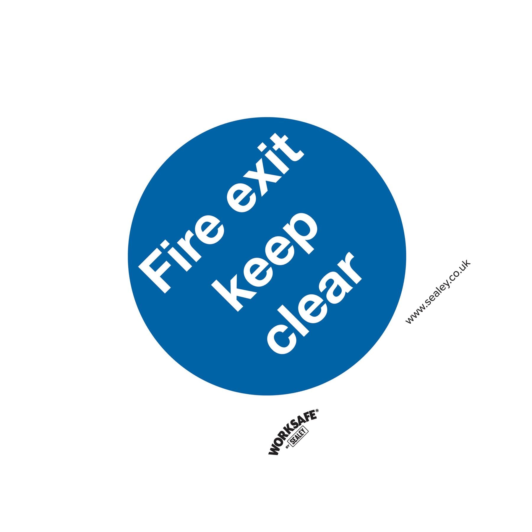 Sealey Safety Sign - Fire Exit Keep Clear - Self-Adhesive-Pk of 10