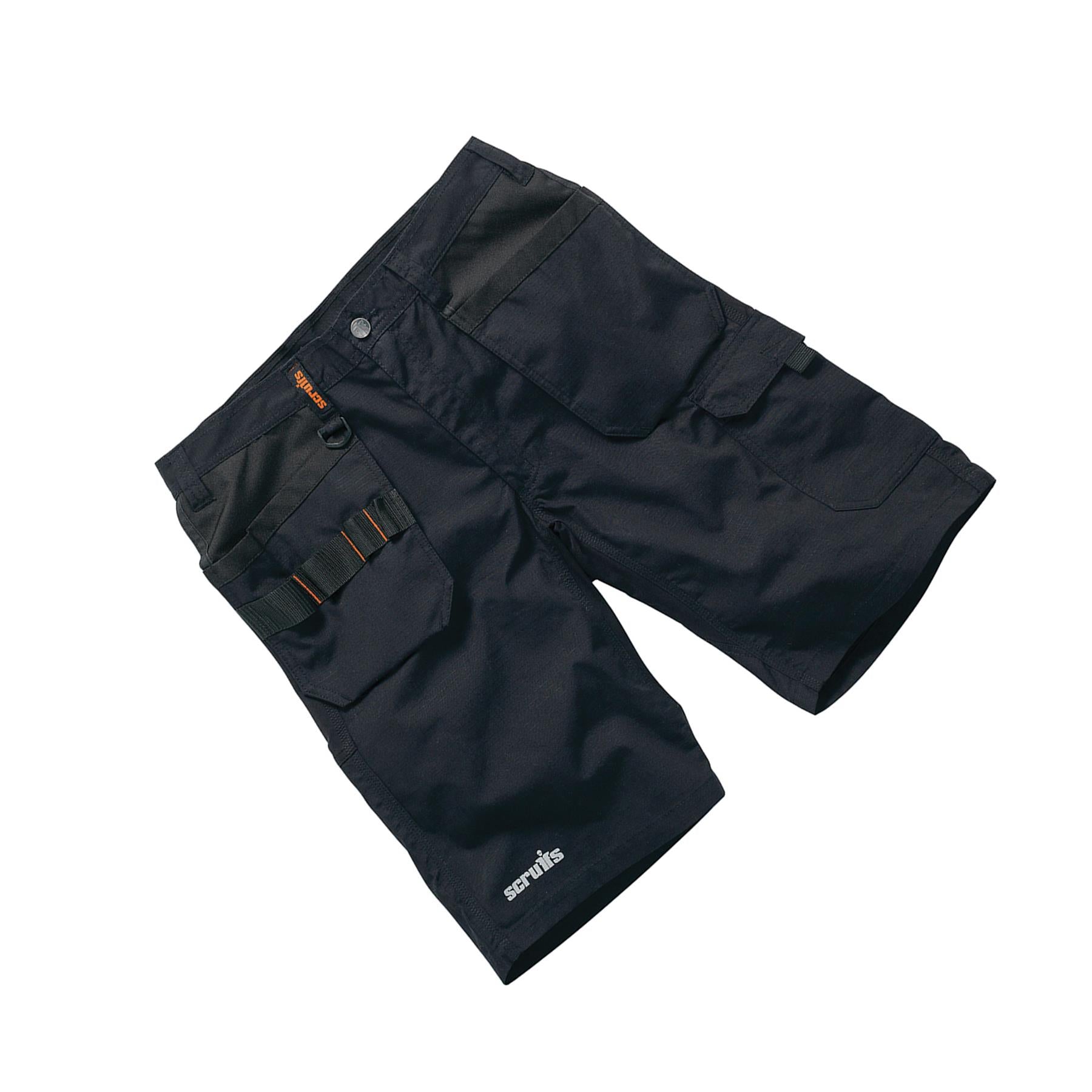 Scruffs Flex Holster Shorts Cargo Combat Pockets Hard Wearing Black 30 Waist