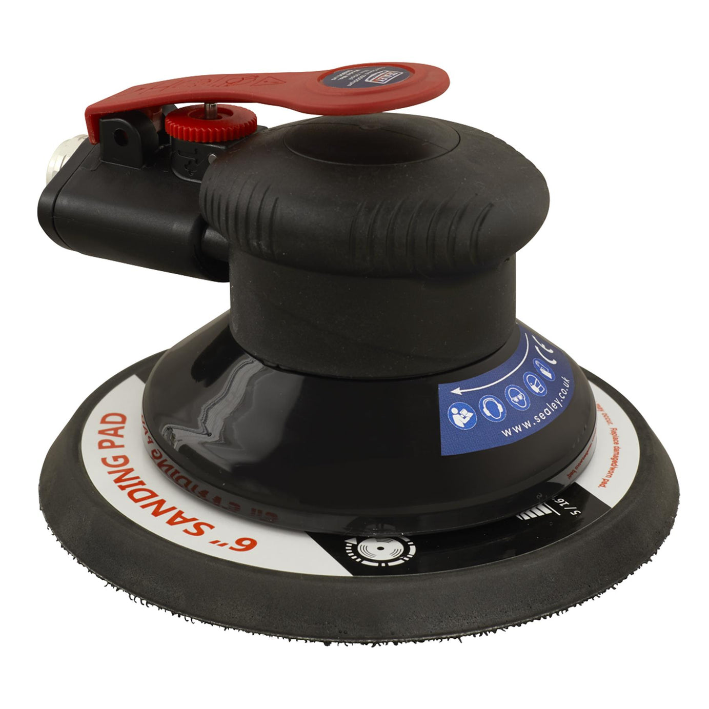 Sealey Air Palm Orbital Sander 150mm Soft Rubber Handgrip