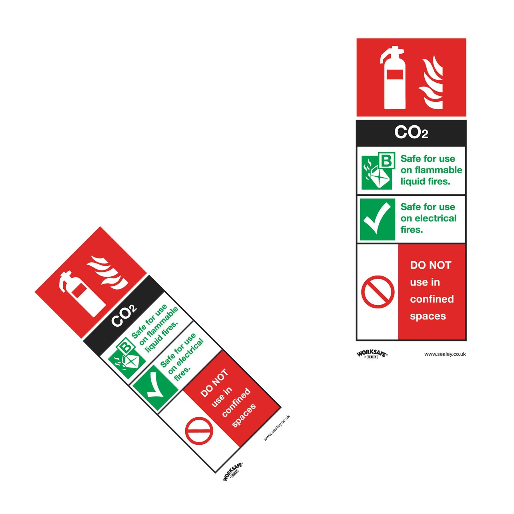 Sealey Safety Sign - CO2 Fire Extinguisher - Rigid Plastic-Pk of 10
