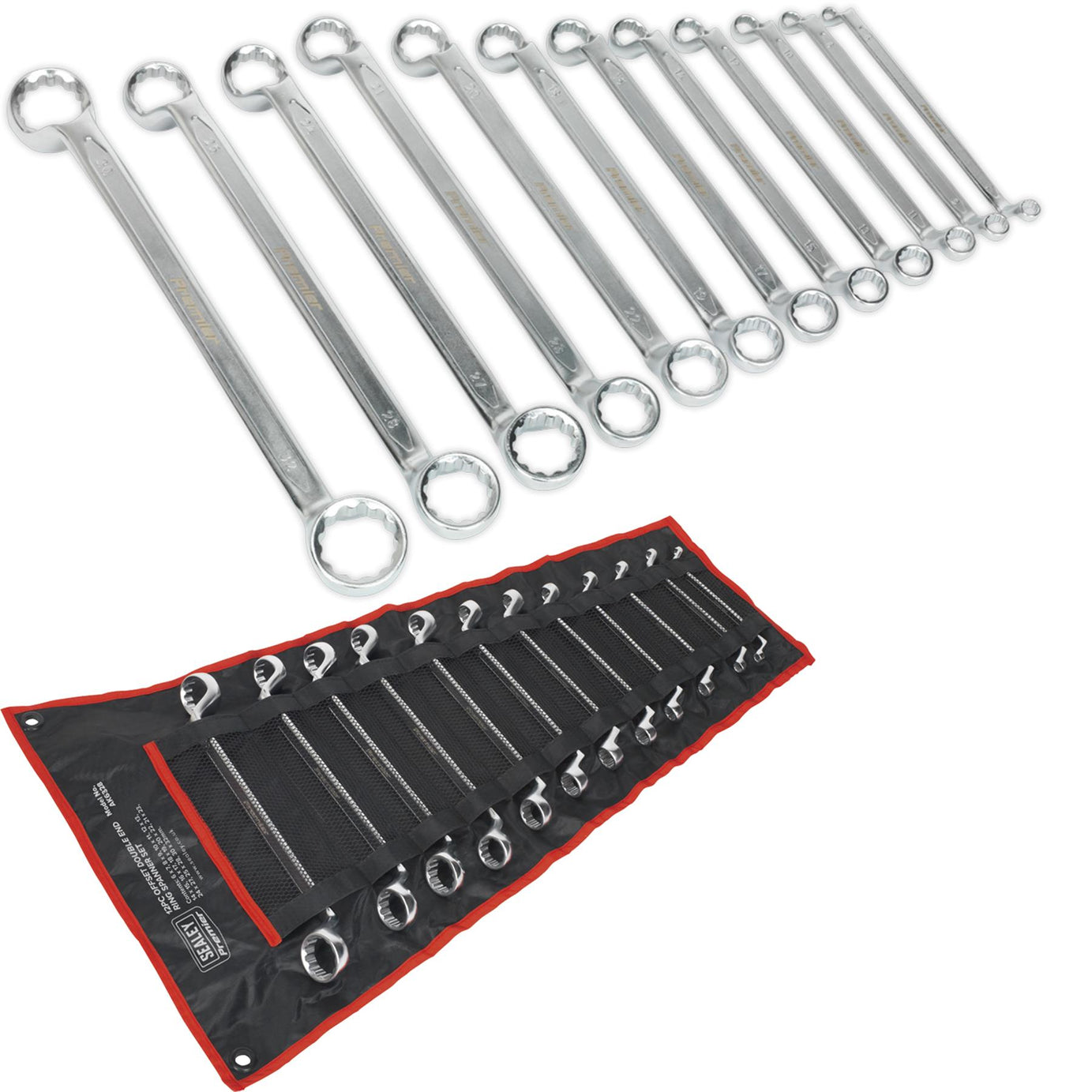 Sealey Offset Double End Ring Spanner Set 12pc Metric