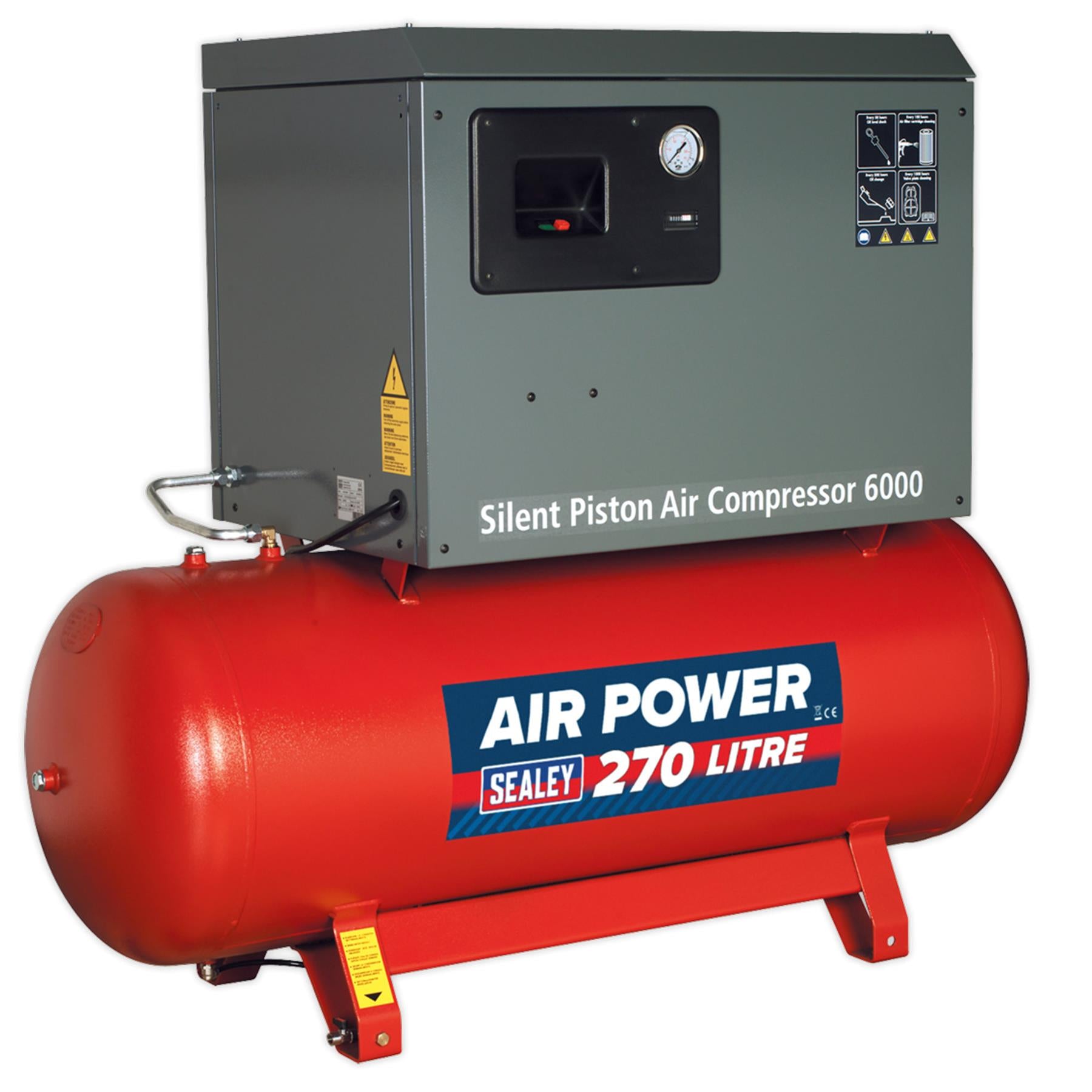 Sealey Compressor 270L Belt Drive 5.5hp 3ph 2-Stage Low Noise