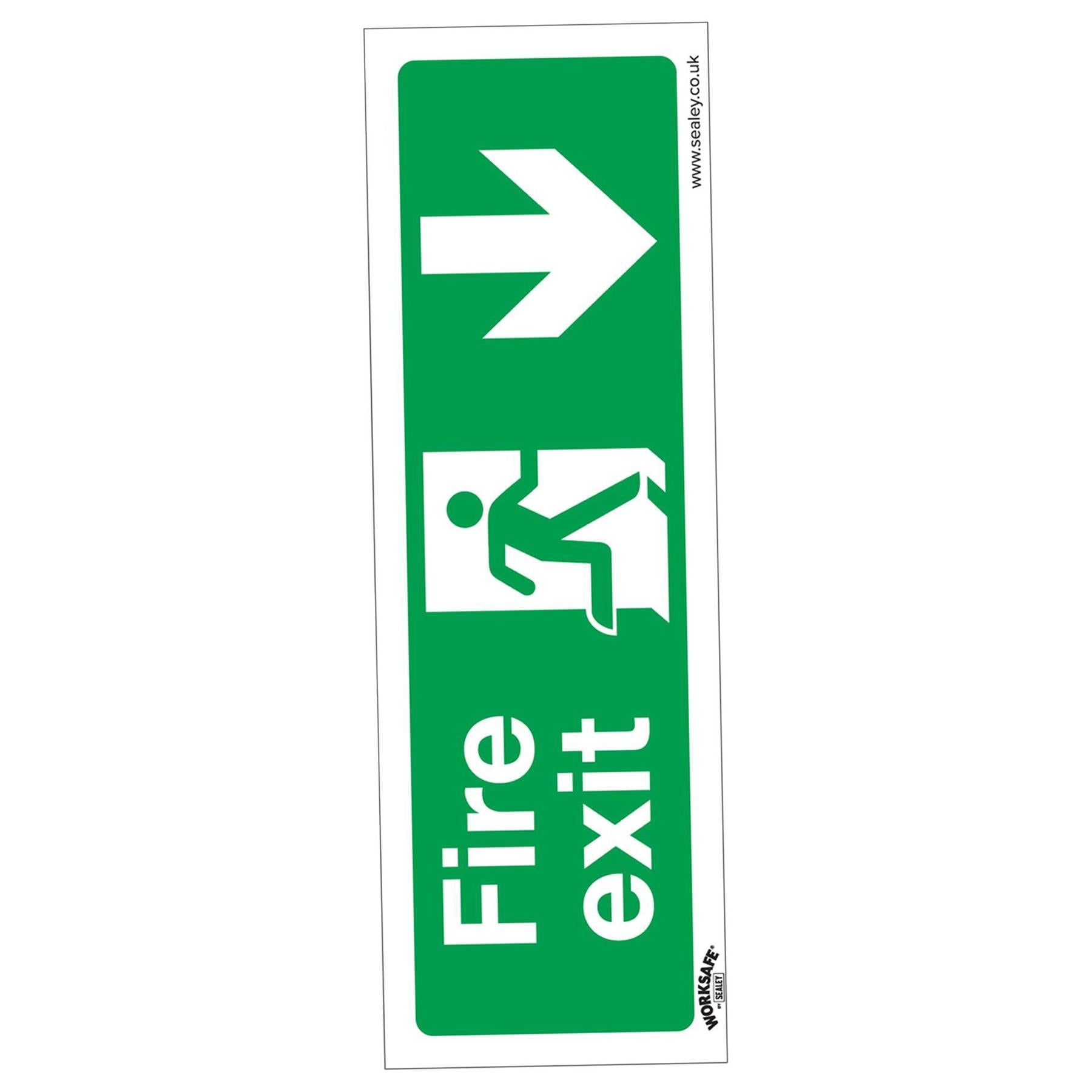 Sealey Safety Sign - Fire Exit (Down) - Self-Adhesive - Pack of 10