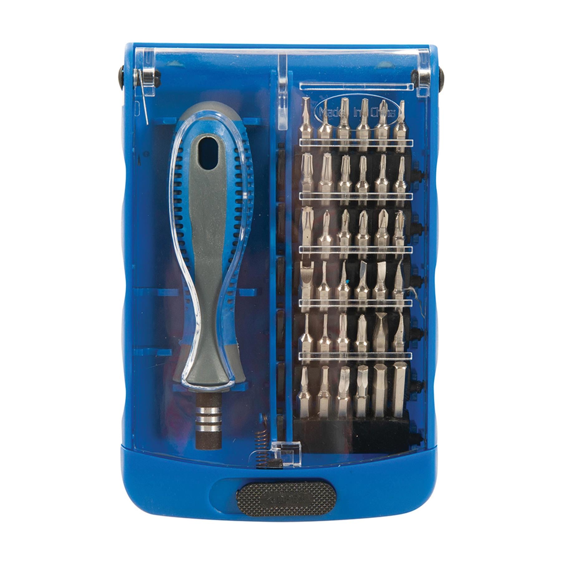 Precision Screwdriver Bit Set 37pc Chrome-plated Bit Set/soft-grip driver handle