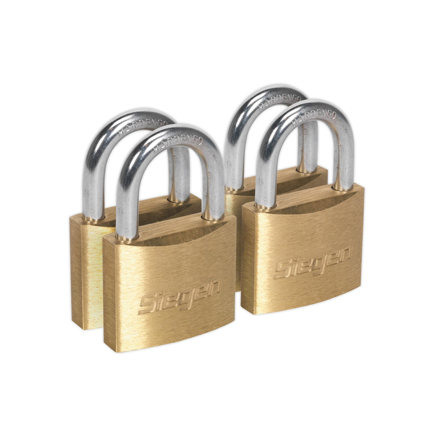 Sealey Brass Body Padlock Brass Cylinder 40mm Key Alike Pack of 4