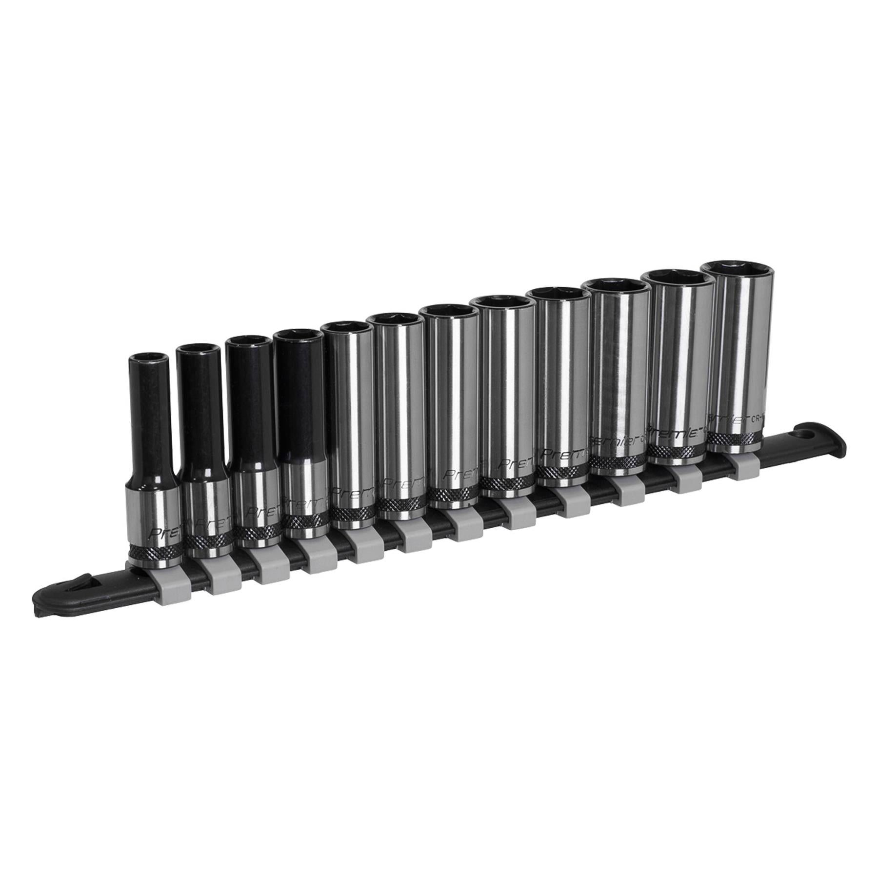 Sealey Socket Set Deep 12pc 3/8"Sq Drive Metric - Black Series