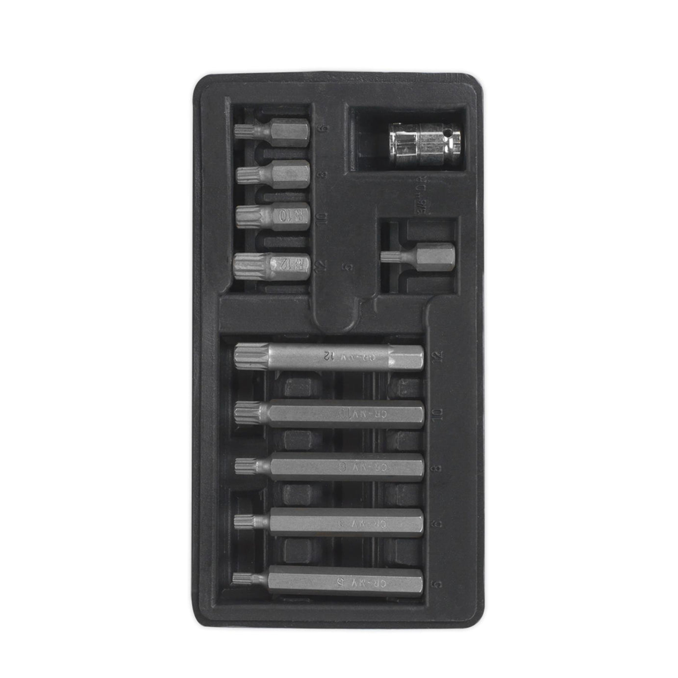 Sealey Spline Bit & Holder Set 11pc - 3/8"Sq Drive