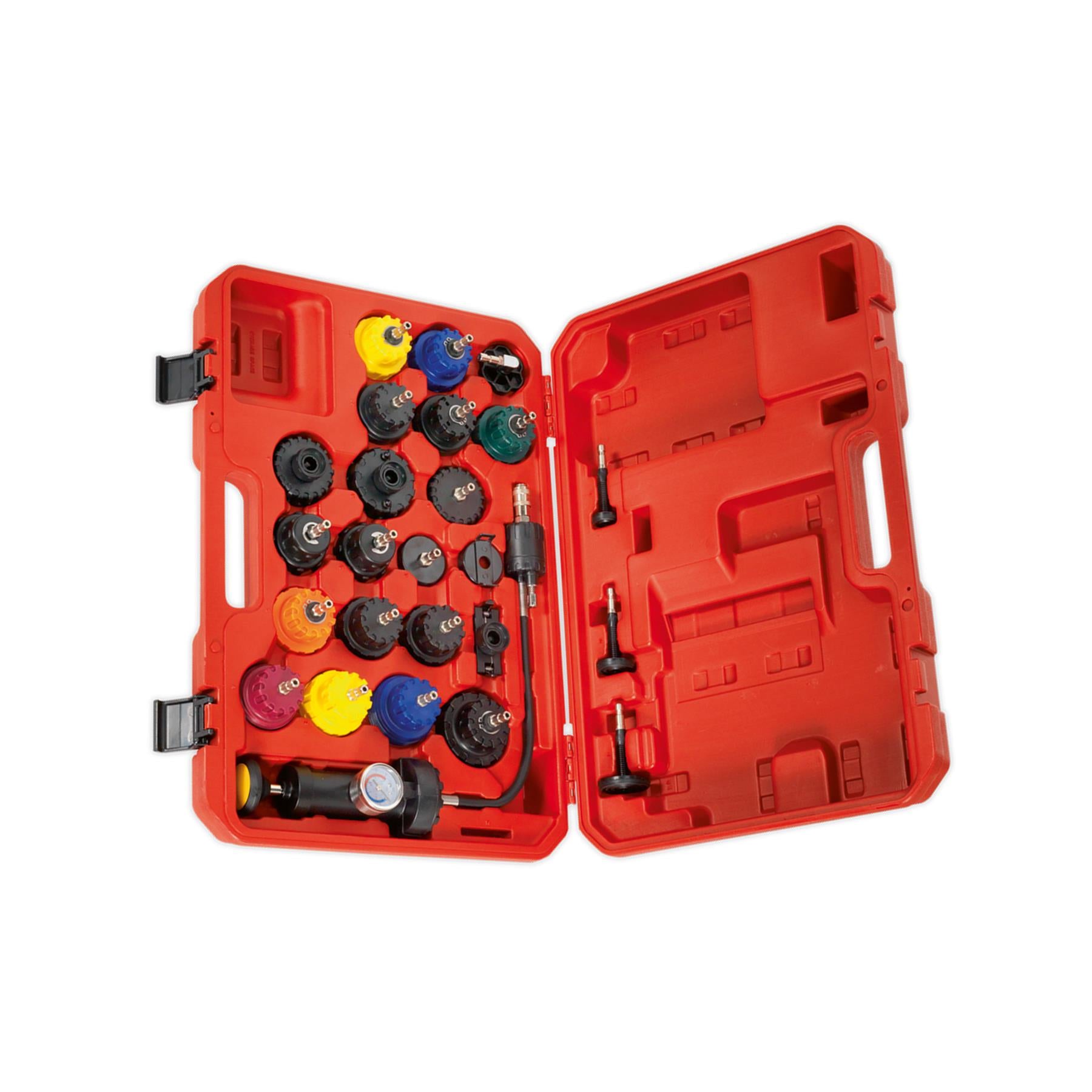 Sealey Cooling System Pressure Test Kit 25pc Quick Release Couplings