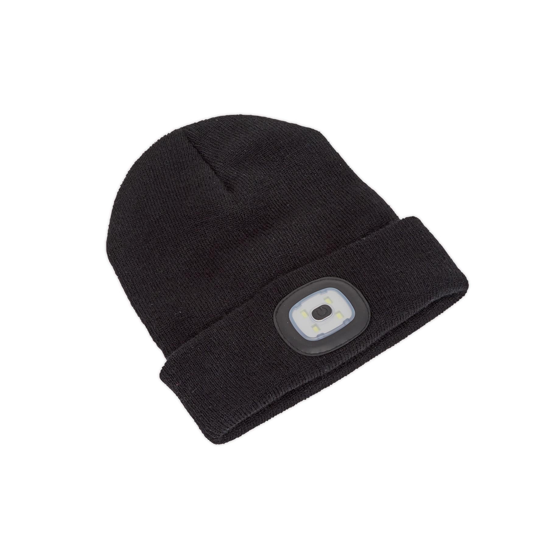 Sealey Beanie Hat with Rechargeable Spotlight 4 SMD LED