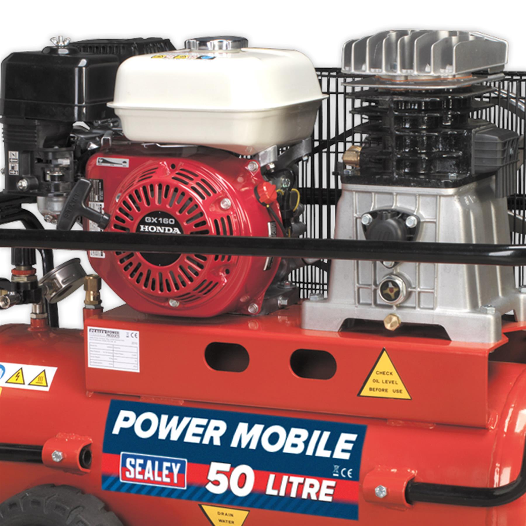 Sealey Compressor 50L Belt Drive Petrol Engine 5.5hp