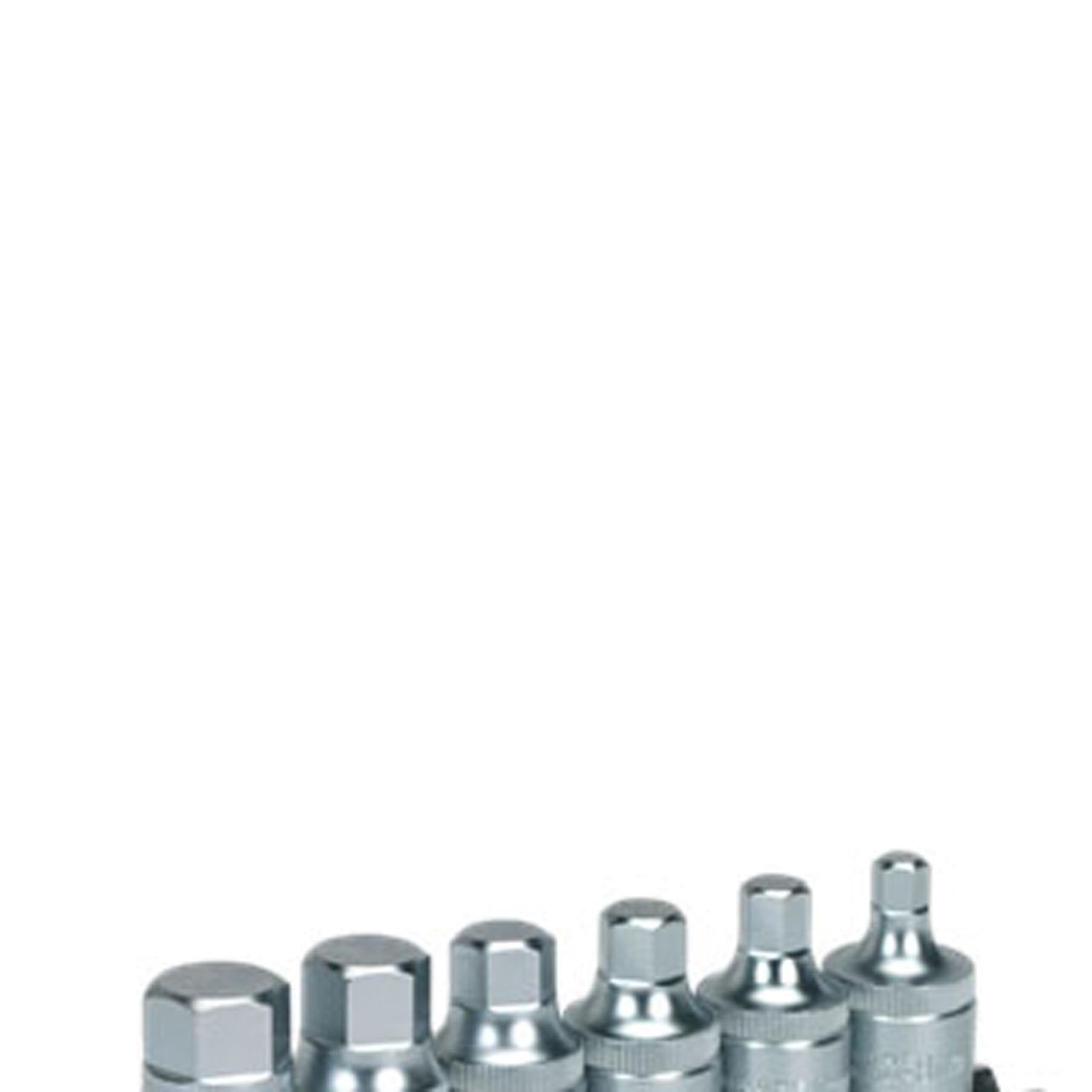 Sealey Hex Socket Bit Set with Rail 6pc Stubby 1/2"Sq Drive Metric