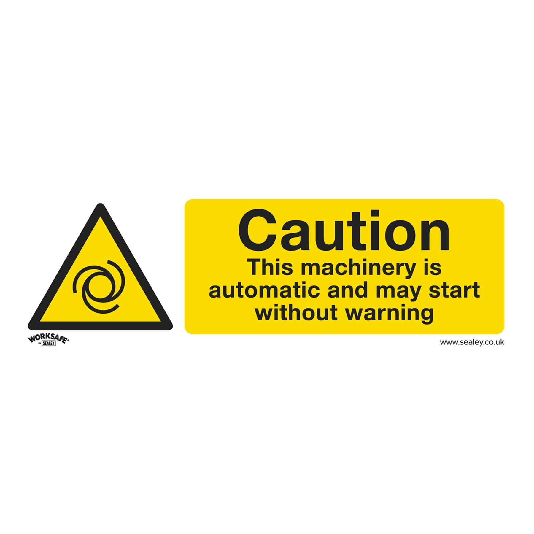 Sealey Safety Sign - Caution Auto Machinery - Plastic - Pk of 10