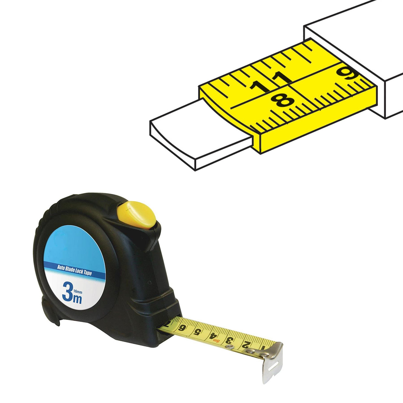 Metric & Imperial Auto Blade Lock Tape Scratch-Resistant Nylon Coated 3m x 16mm