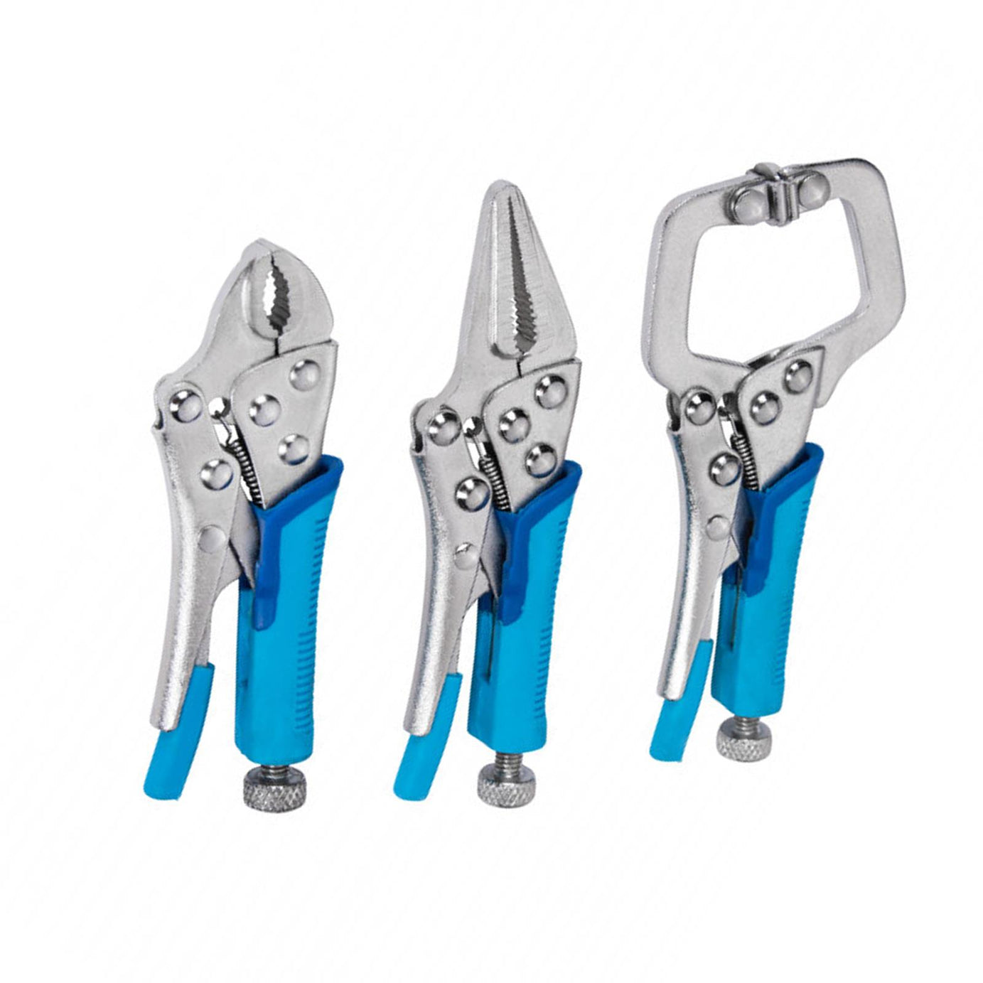 BlueSpot 3Pce Mini Locking Grip Plier And Clamp Set Professional Quality - Mole Grips