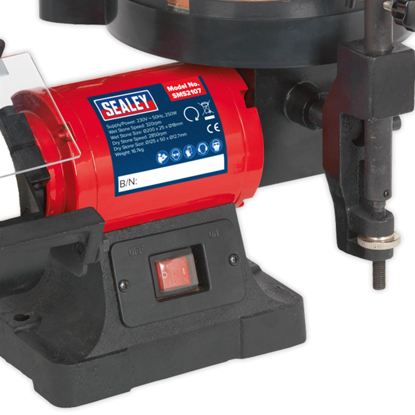 Sealey Bench Grinder/Sharpener Wet & Dry 200/125mm 250W/230V