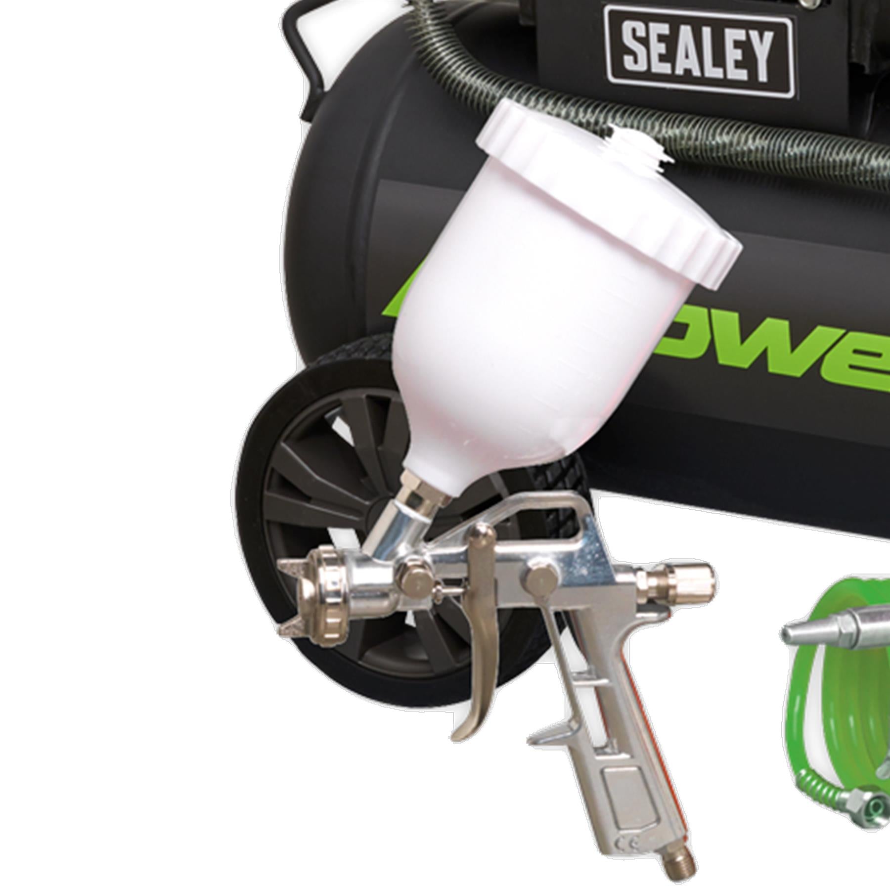 Sealey SAC2420EPK Compressor 24ltr Direct Drive 2hp with 4pc Air Accessory Kit