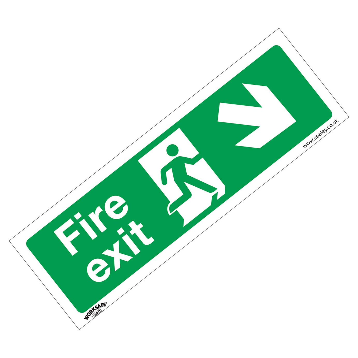 Sealey Safety Sign - Fire Exit (Down Right) - Rigid Plas - Pk of 10