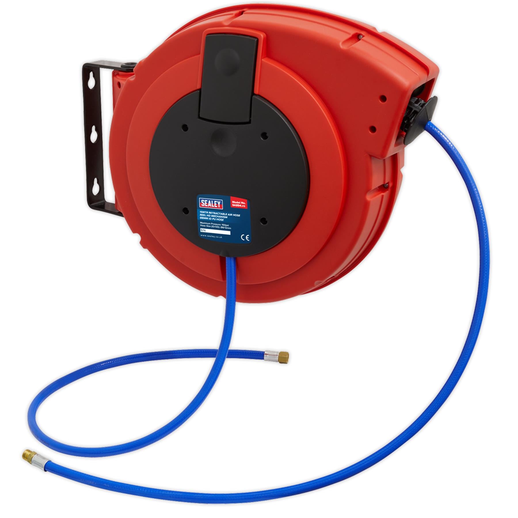 Sealey Retractable Air Hose Reel HD Mechanism 15m x 8mm PU Hose