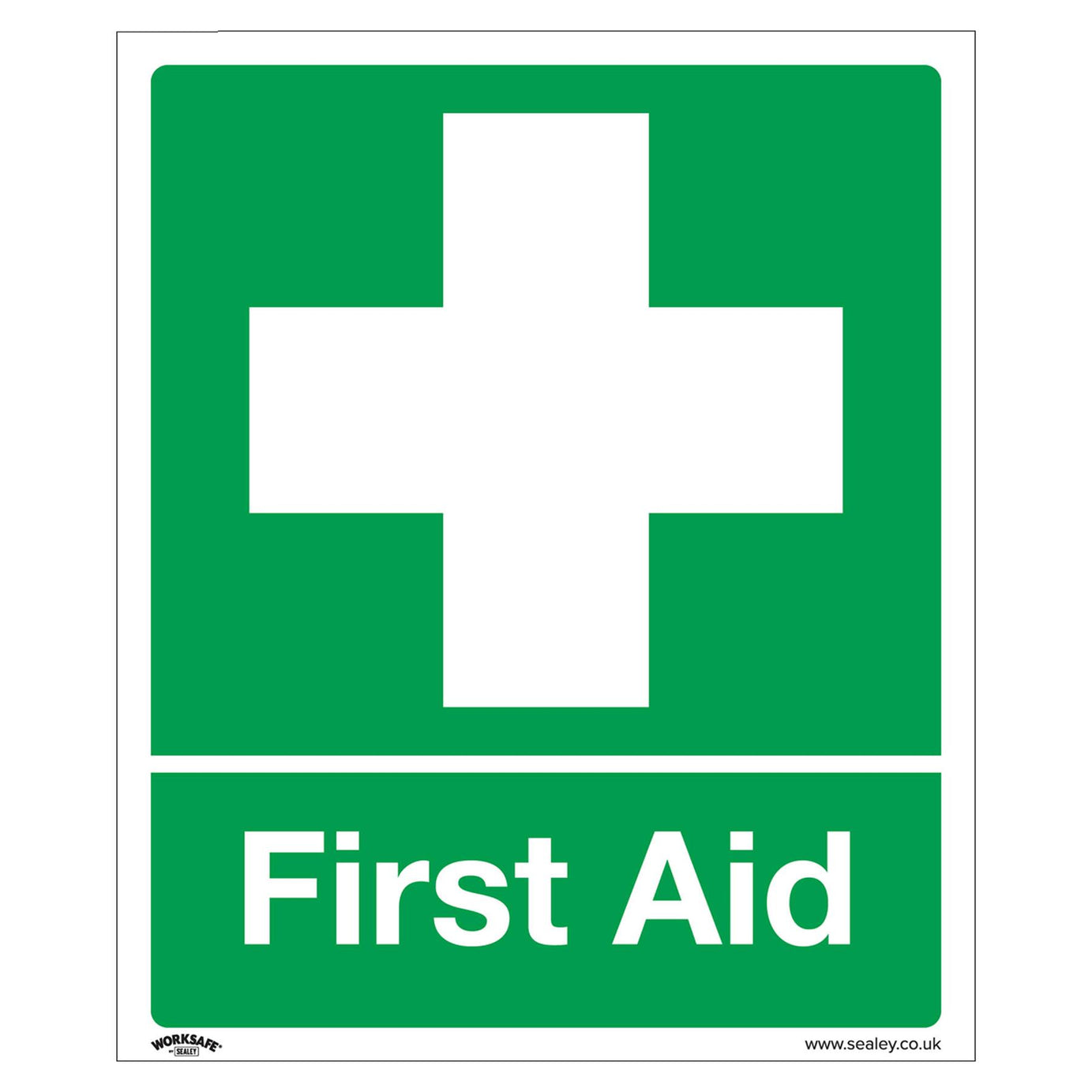 Sealey Safety Sign - First Aid - Self-Adhesive Vinyl - Pack of 10