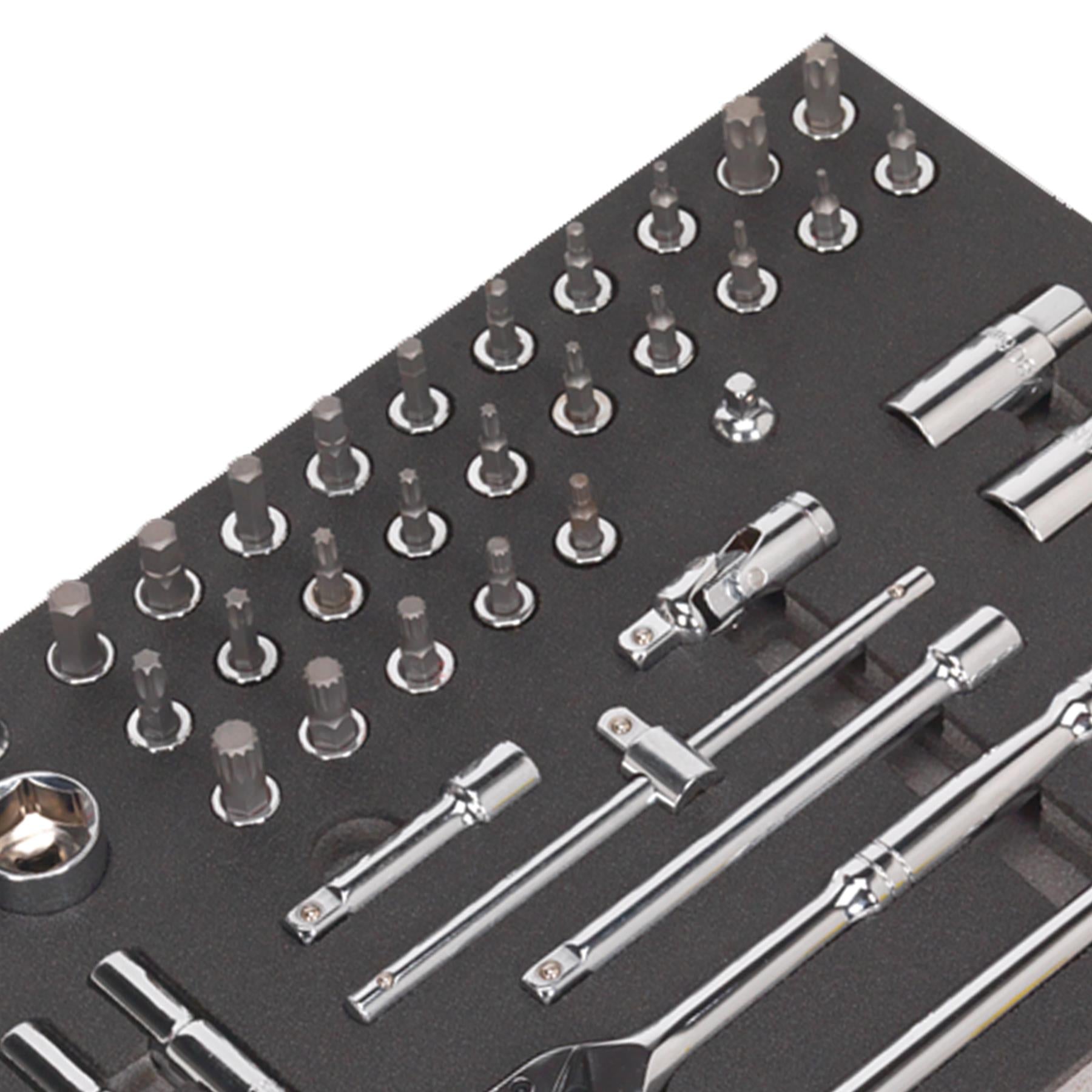 Sealey Tool Tray with Socket Set 62pc 3/8"Sq Drive Metric