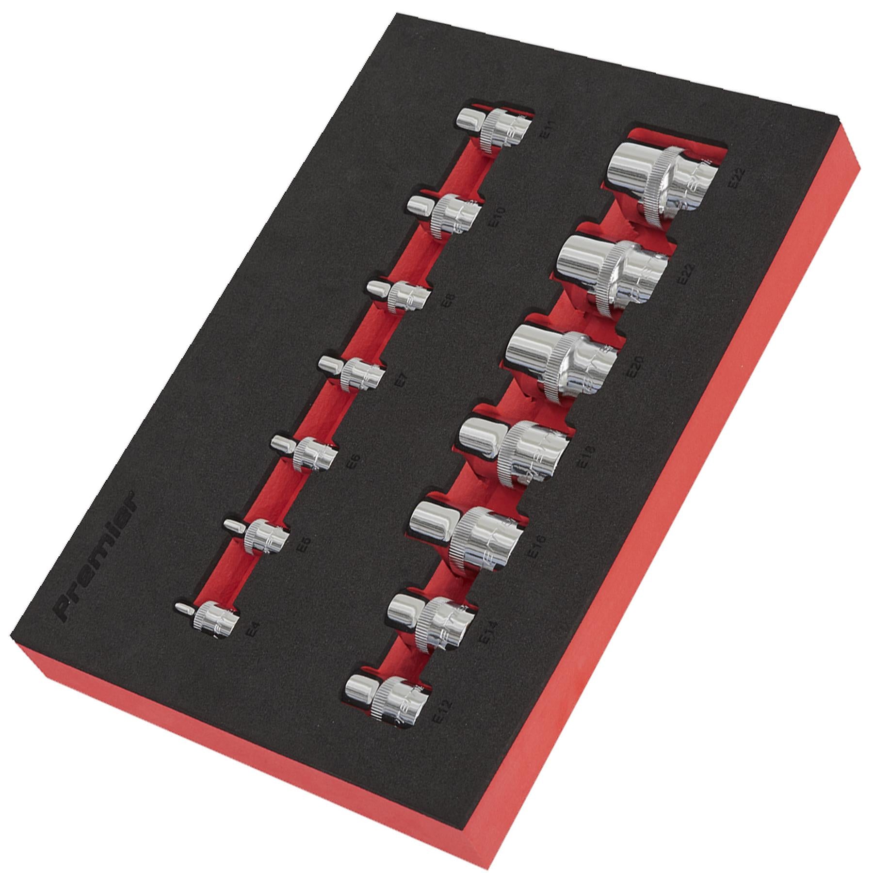 Sealey TRX-Star* Socket Set 14pc 1/4", 3/8" & 1/2"Sq Drive E4-E24
